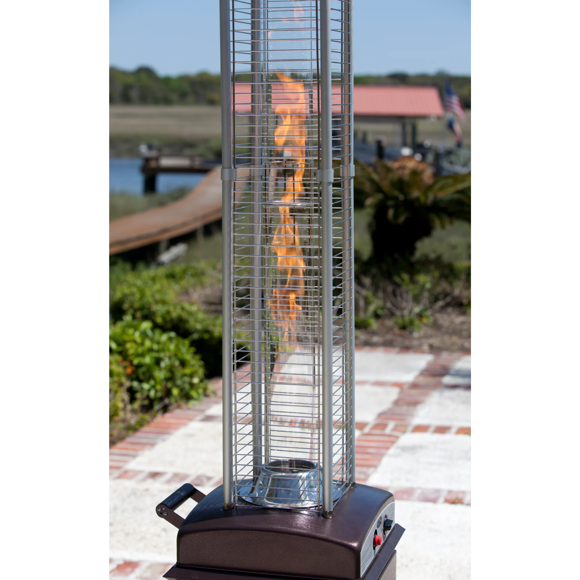 Well Traveled Living Hammered Bronze Finish Square Flame Propane Patio Heater | Novaselectes