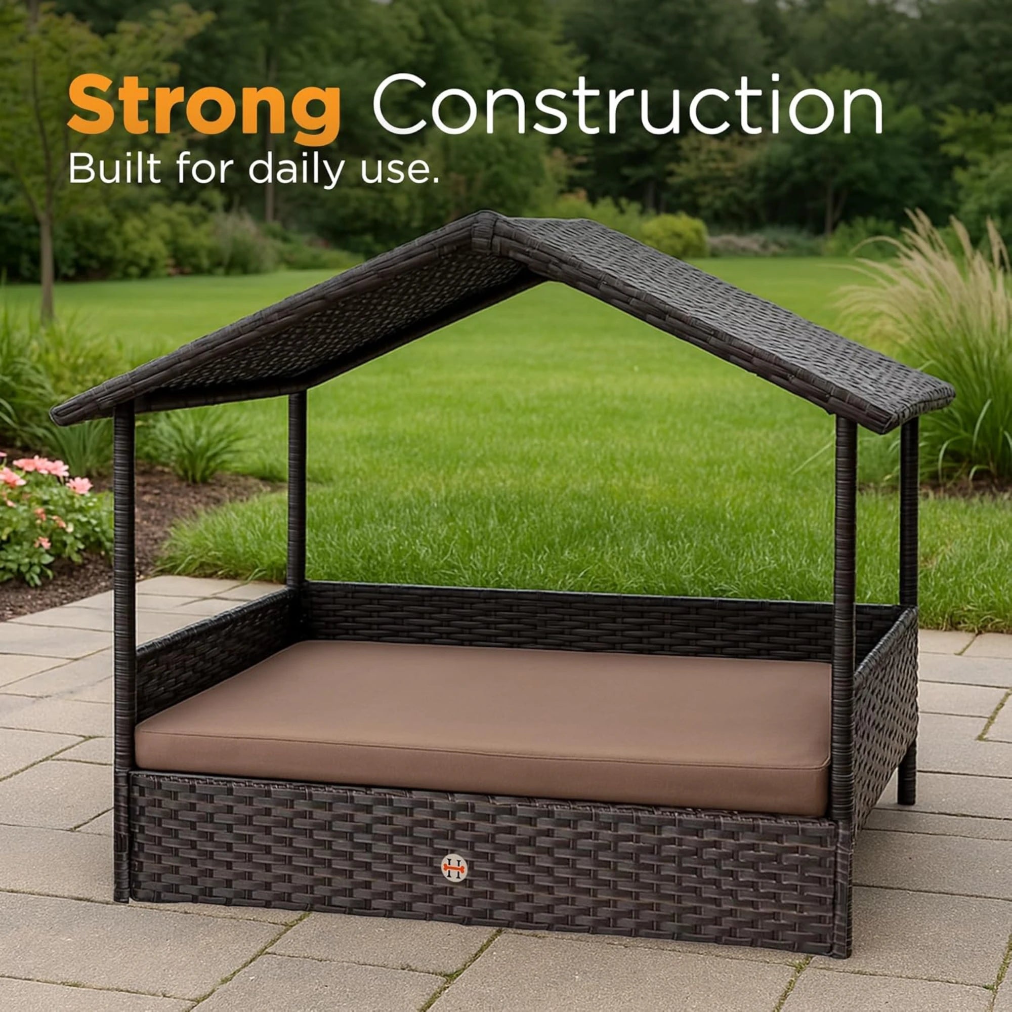 Huntley Pet Rattan Wicker Cabana Raised Pet Bed | Novaselectes