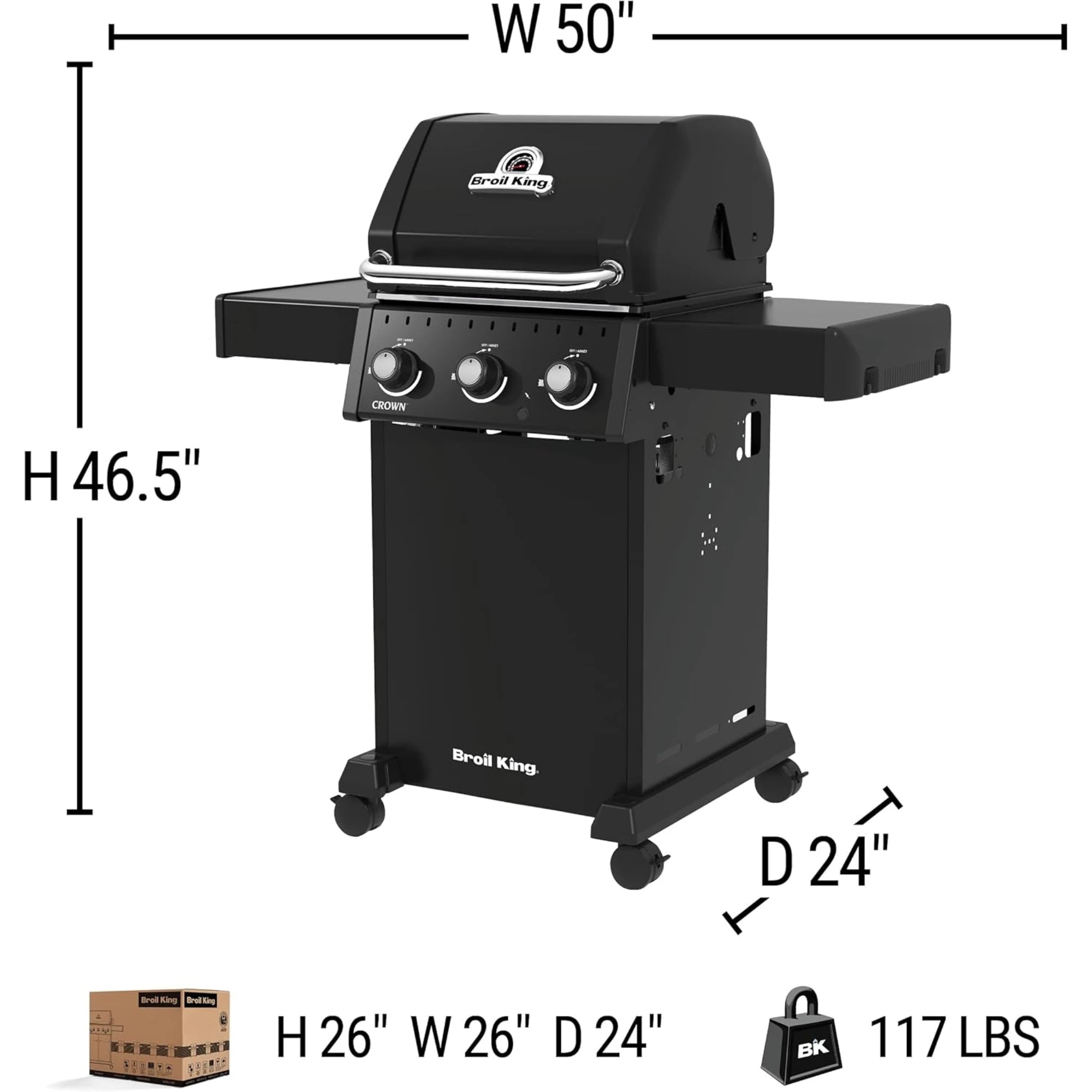 Broil King Crown 310 Gas Grill 3-Burner Black | Novaselectes