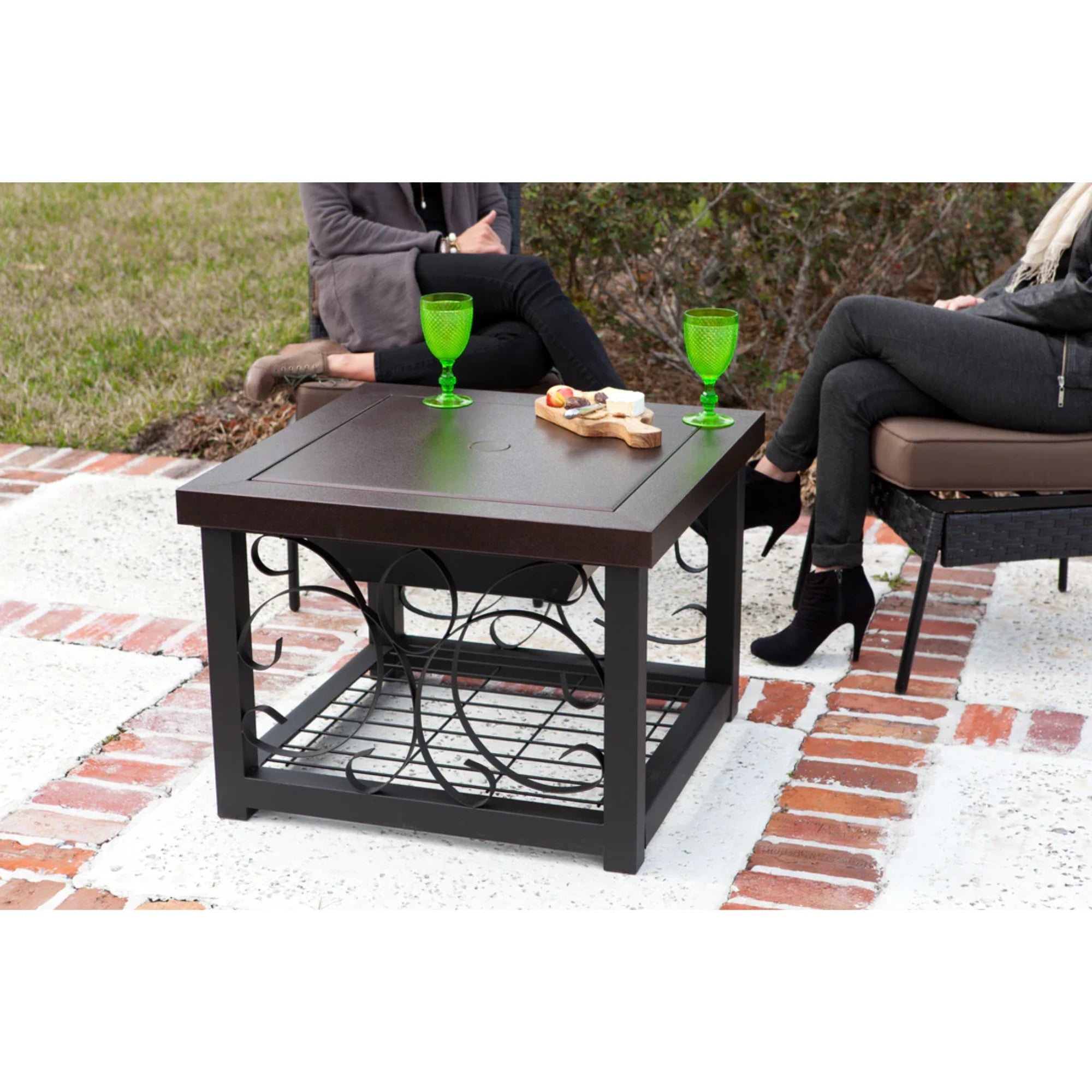 Well Traveled Living Hammer Tone Bronze Finish Cocktail Table Fire Pit | Novaselectes