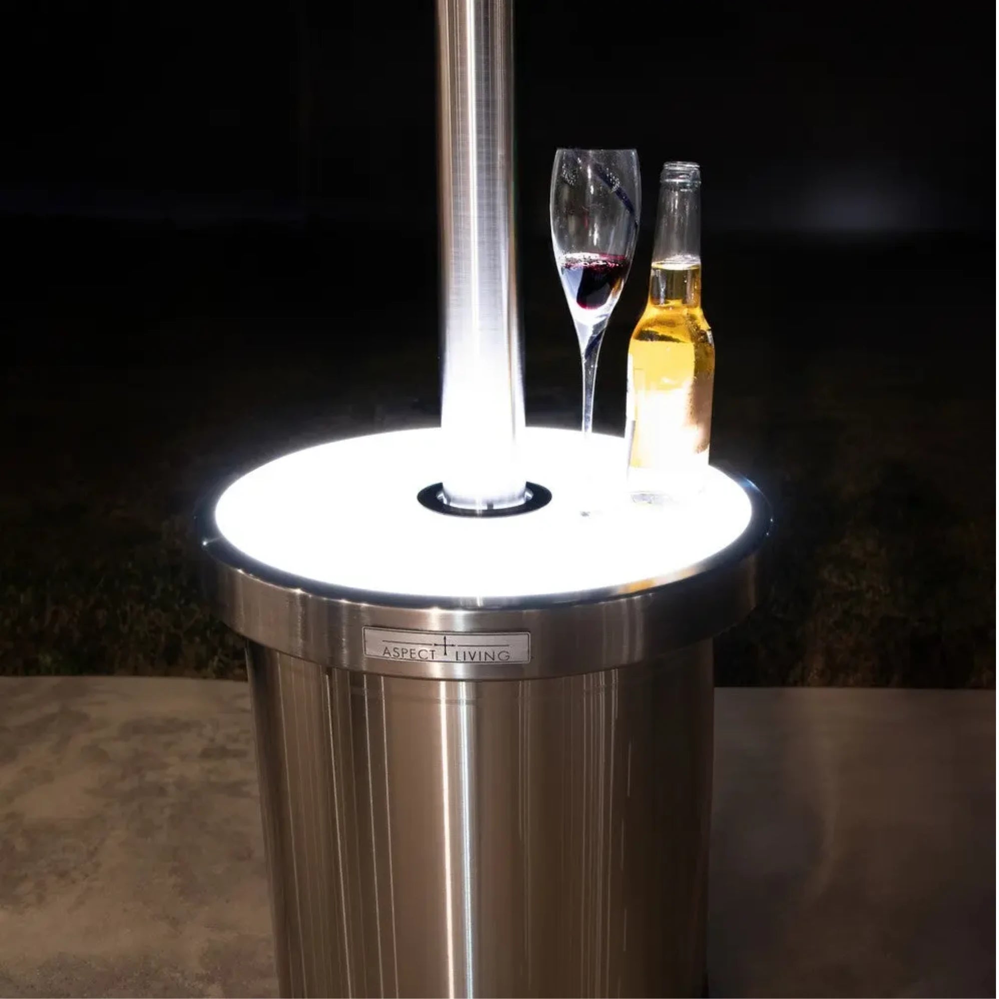 Well Traveled Living Stainless Steel Patio Heater w/ Led Table | Novaselectes