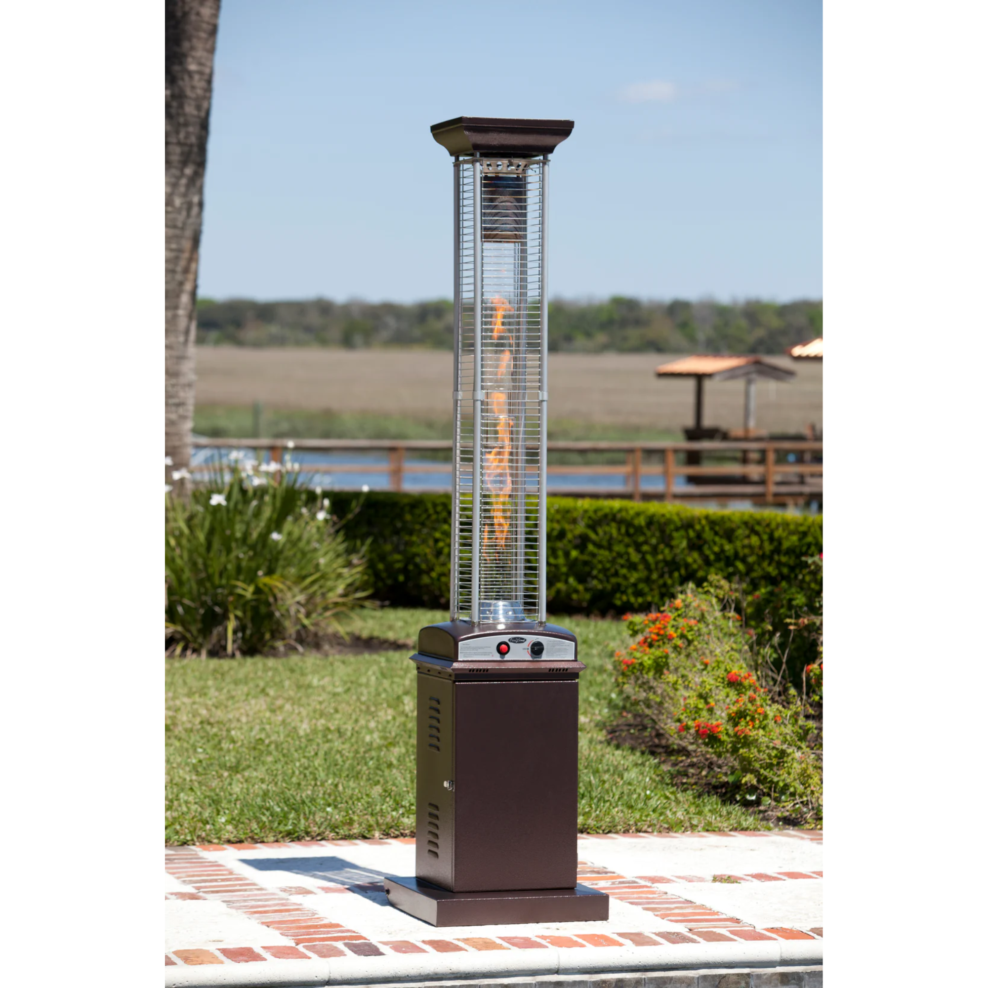 Well Traveled Living Hammered Bronze Finish Square Flame Propane Patio Heater | Novaselectes