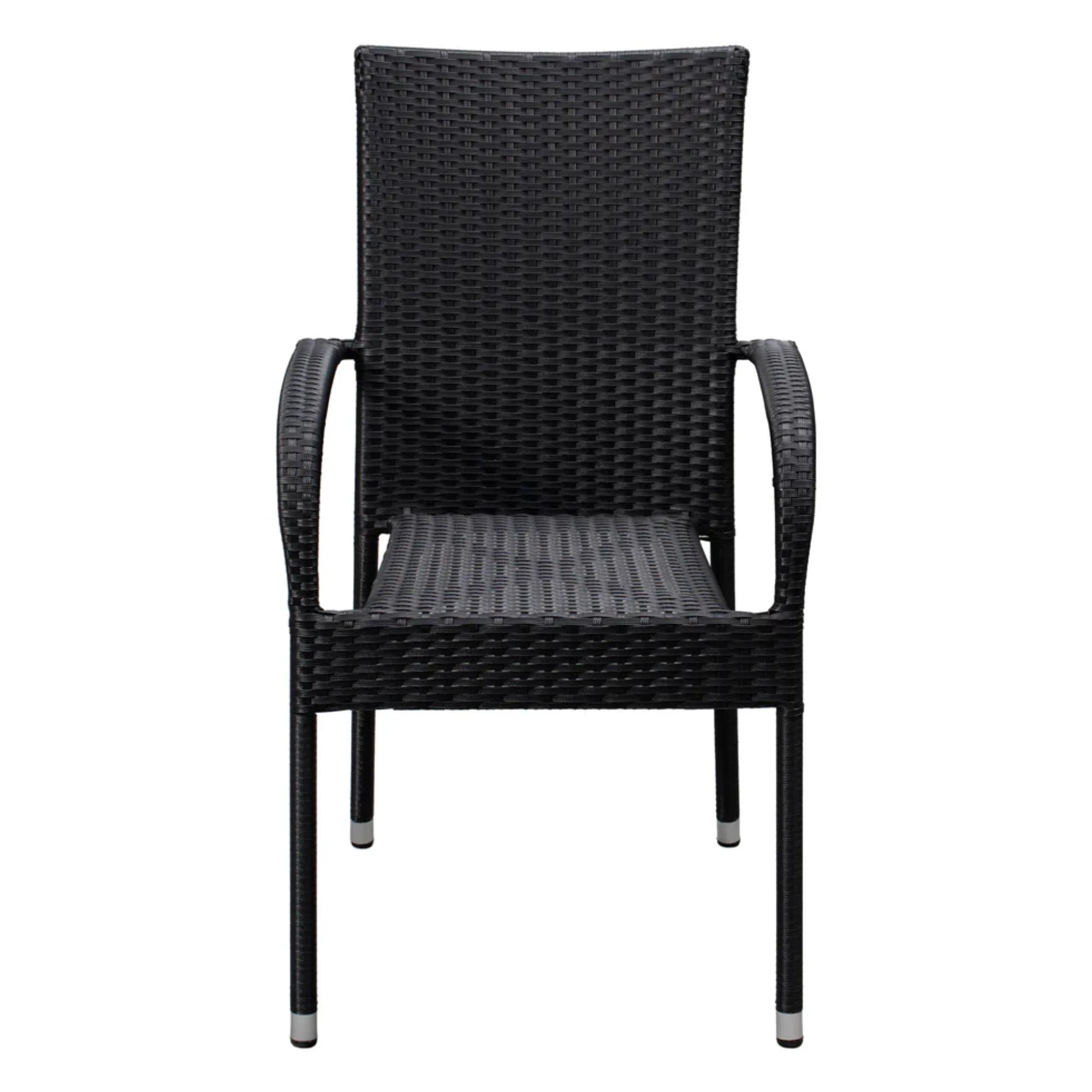 Well Traveled Living Set of 4 Black Morgan Outdoor Wicker Chairs | Novaselectes