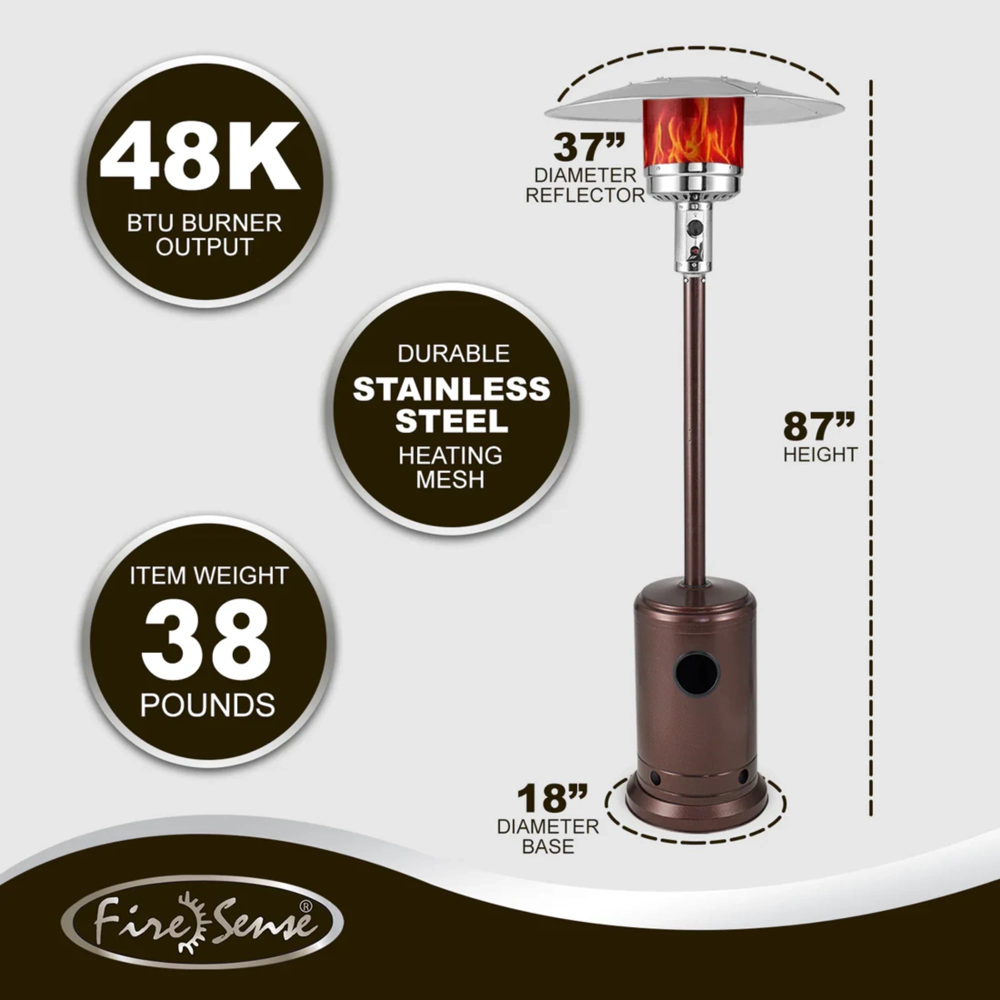 Well Traveled Living Aged Chestnut Finish Propane Gas Patio Heater | Novaselectes