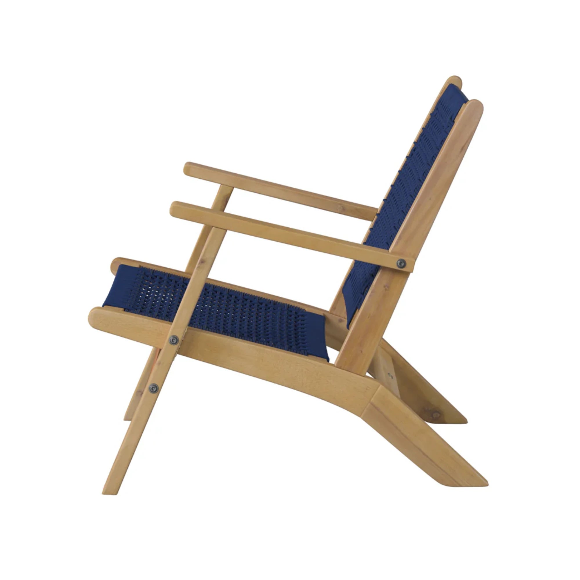 Well Traveled Living Vega Natural Stain Outdoor Chair in Navy Blue Cording | Novaselectes