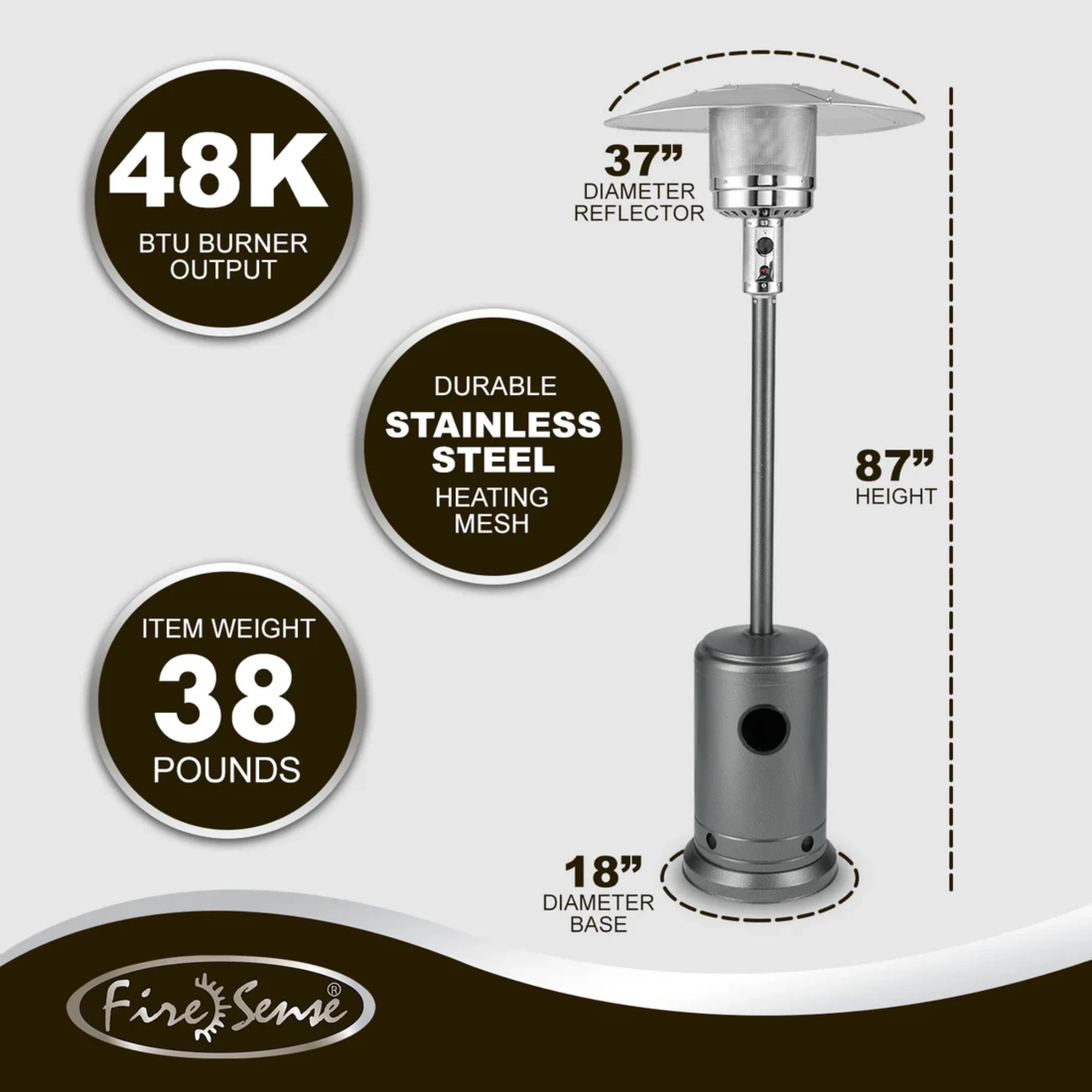 Well Traveled Living Hammered Platinum Commercial Propane Patio Heater | Novaselectes