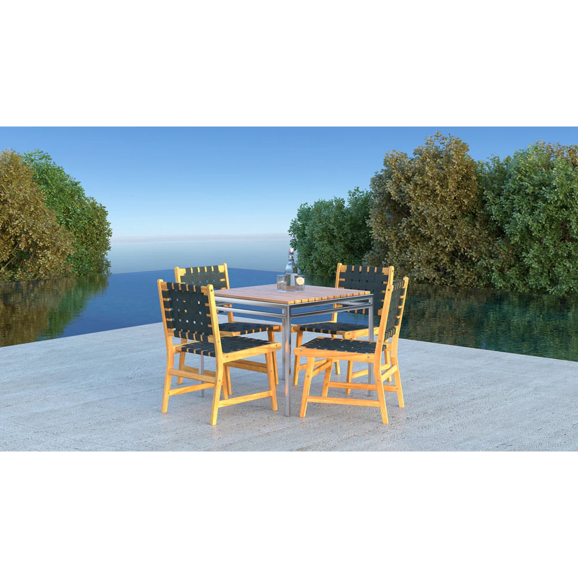Well Traveled Living Sava Dining Side Chair in Black Webbing | Novaselectes