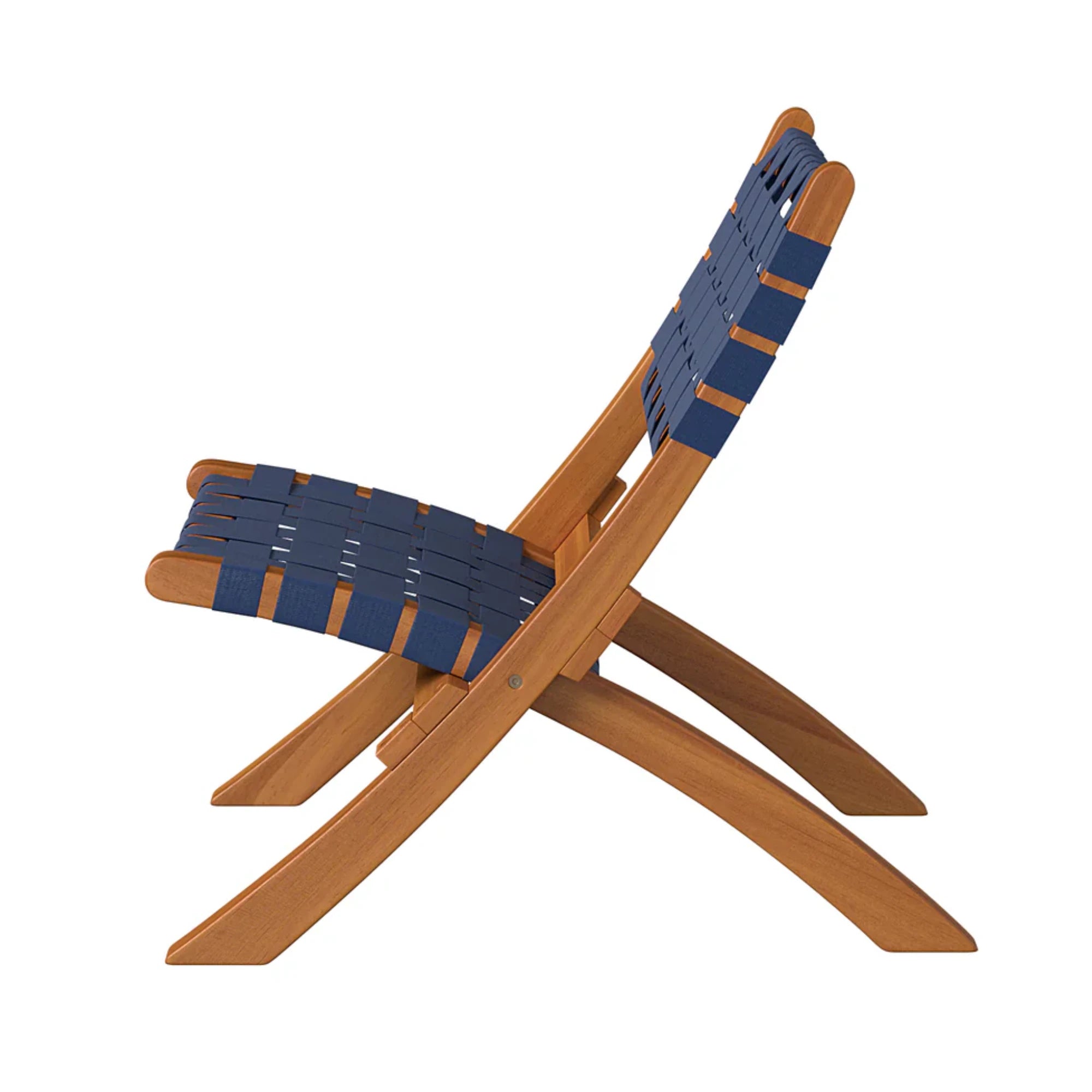 Well Traveled Living Sava Folding Chair in Navy Blue Webbing | Novaselectes