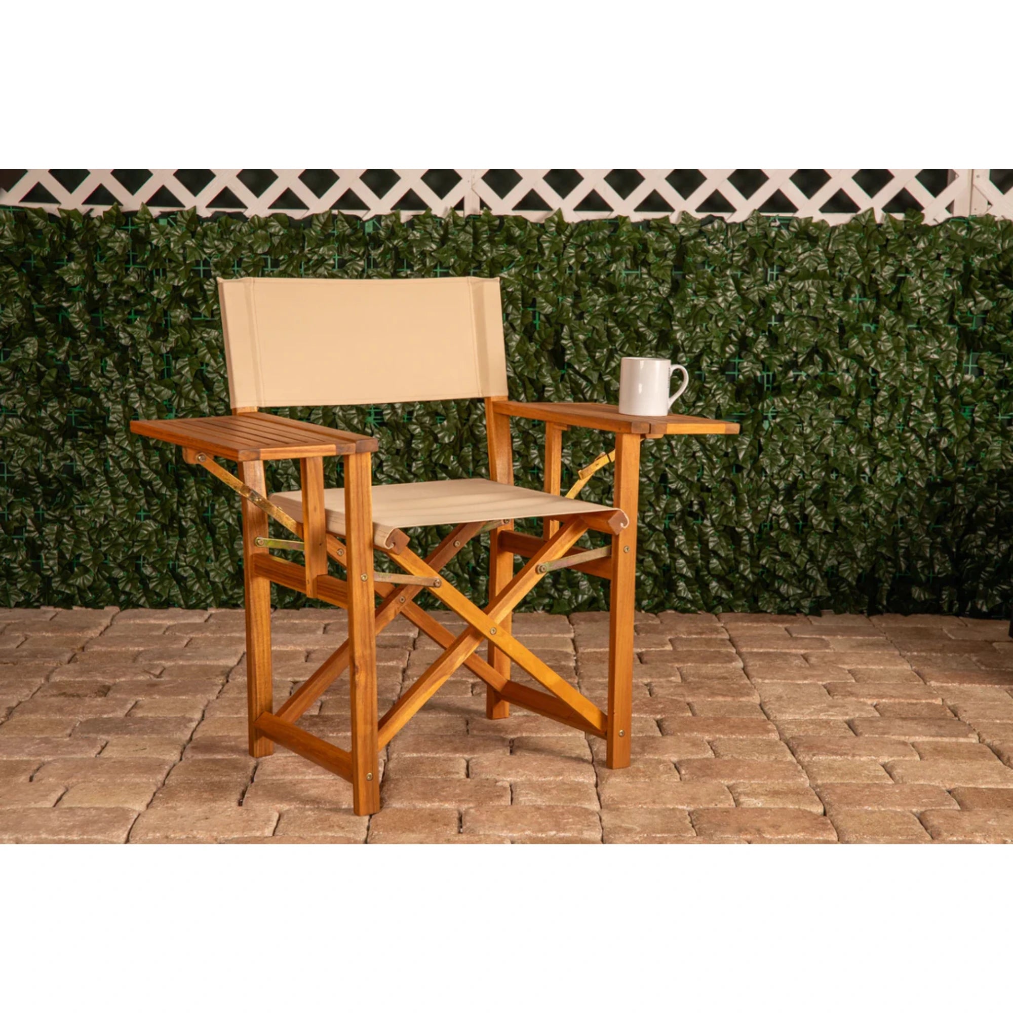 Well Traveled Living Walker Outdoor Folding Directors Chair w/ Side Tables | Novaselectes