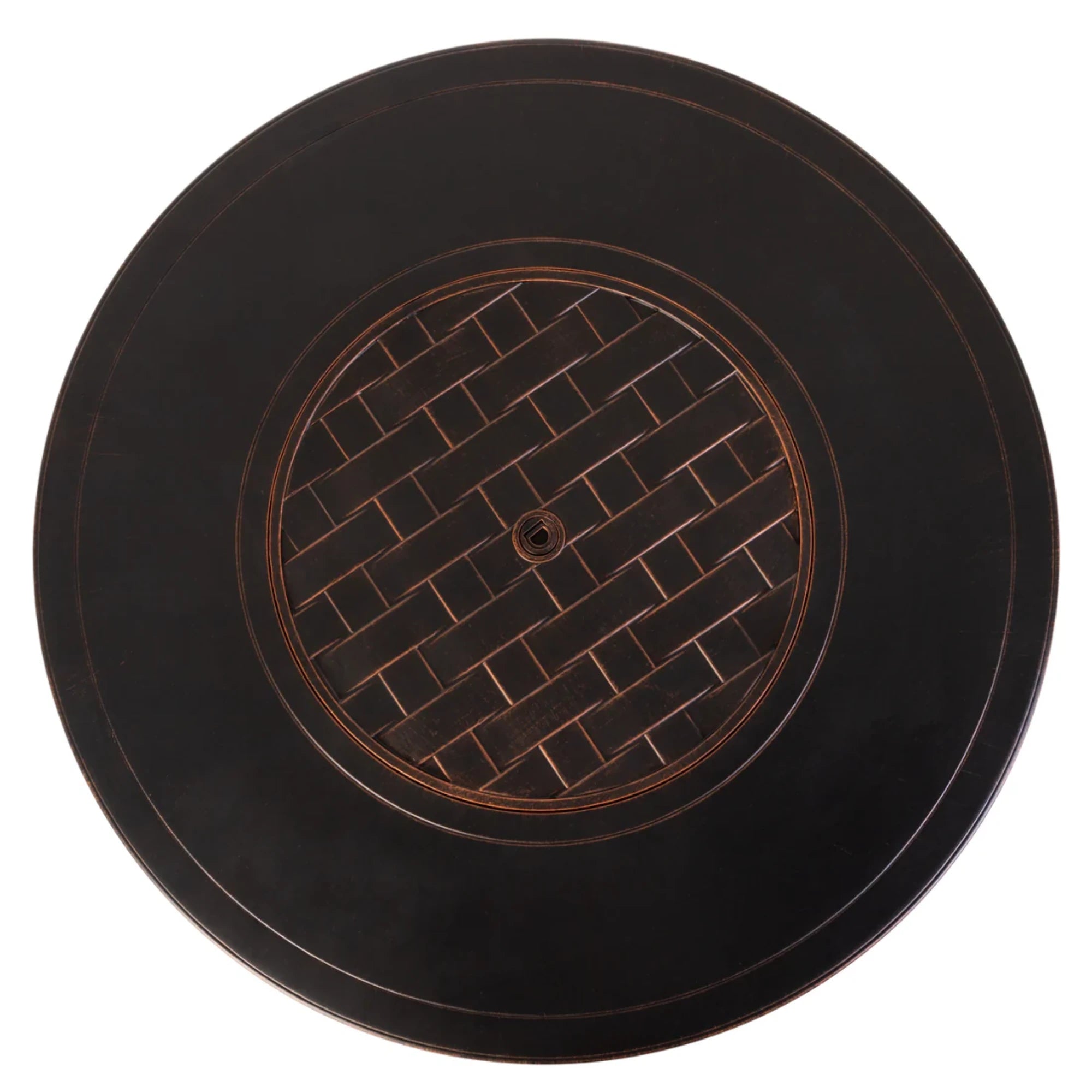 Well Traveled Living Perissa Woven Round Aluminum Propane Fire Pit | Novaselectes