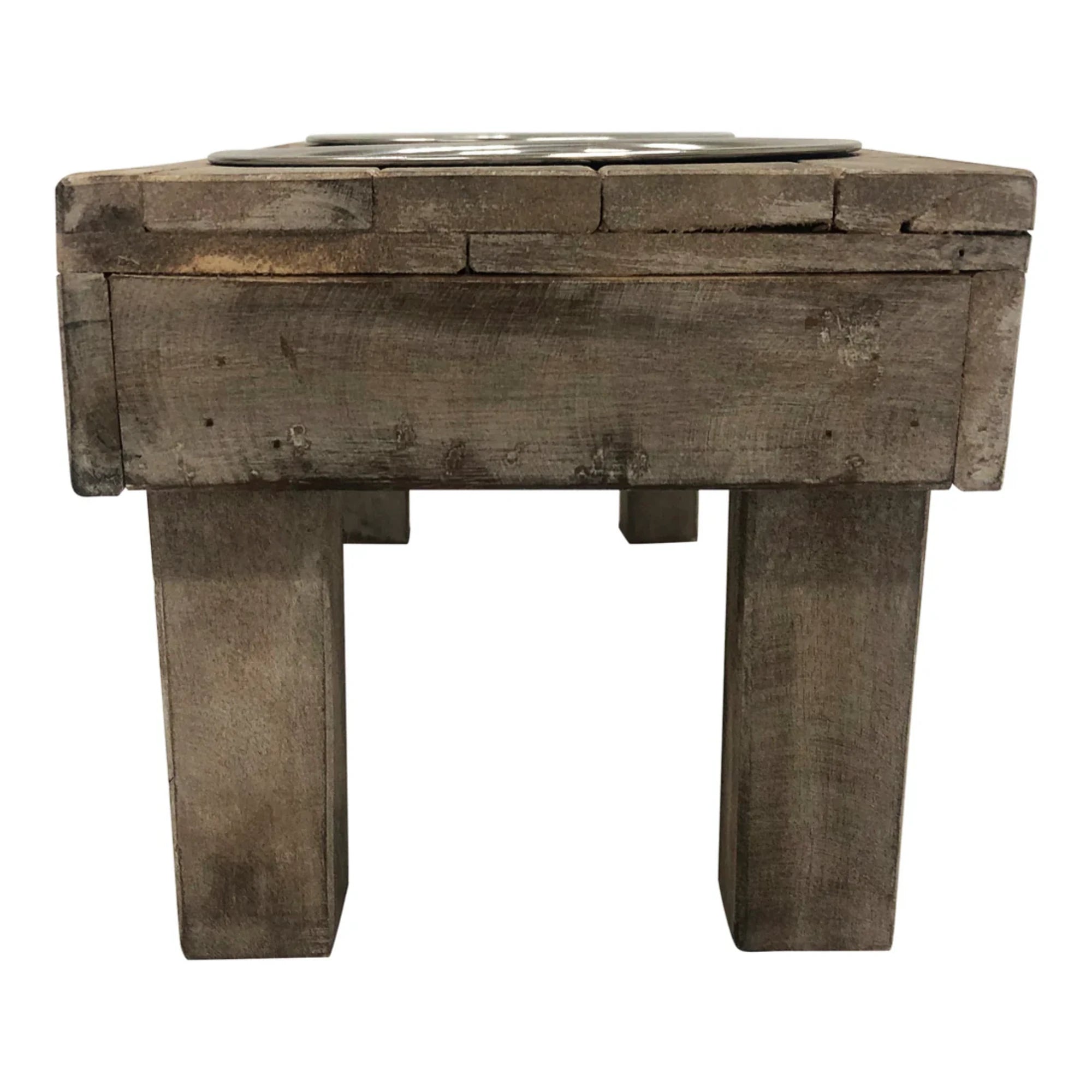 Huntley Pet Berjen Table Large Double Feeder, Brown Wash | Novaselectes