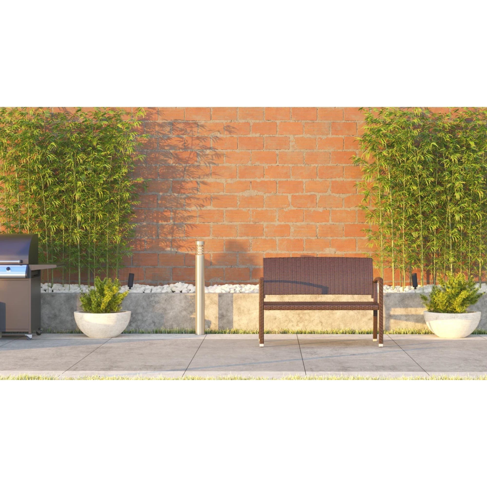 Well Traveled Living Miles Patio Bench in Mocha Wicker | Novaselectes