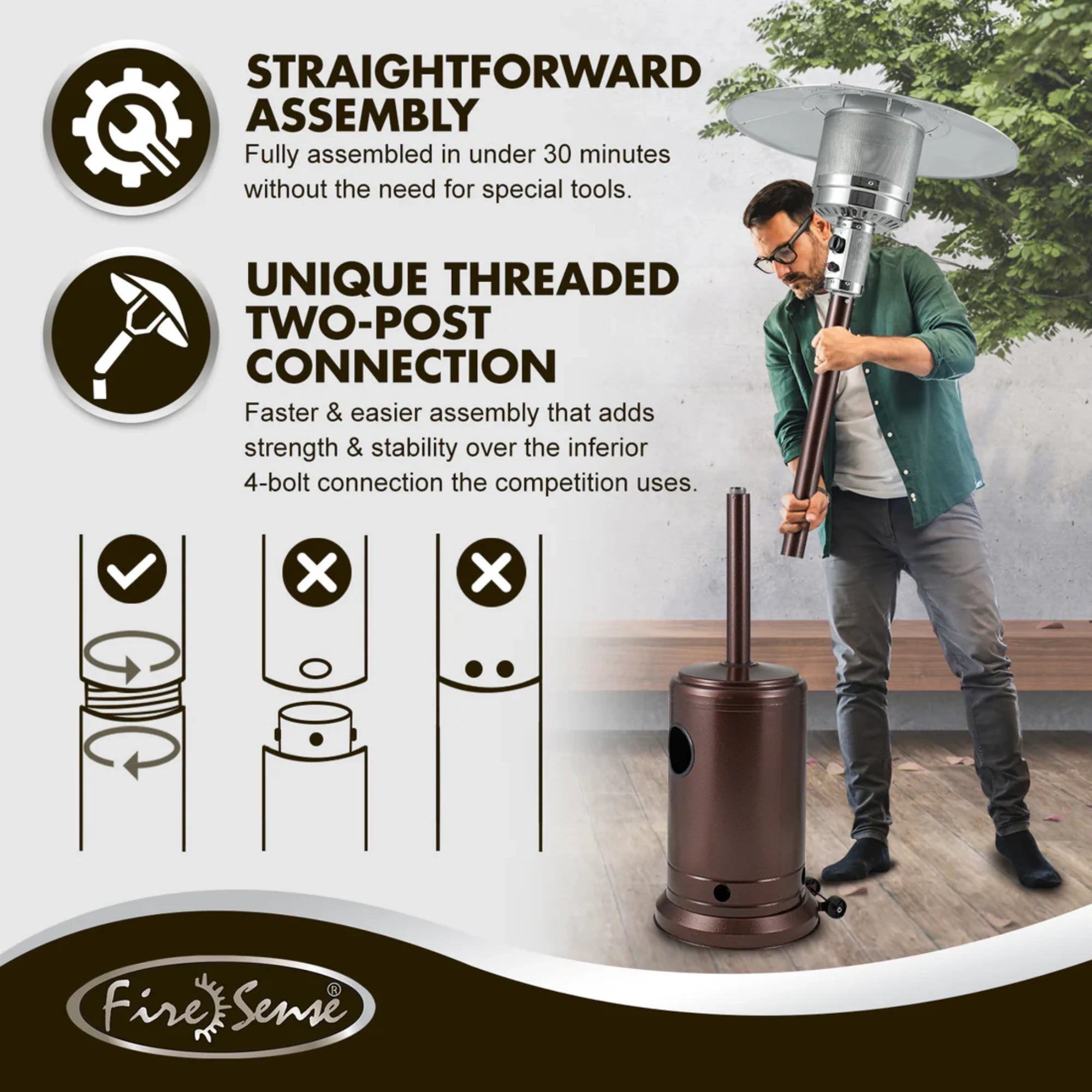 Well Traveled Living Aged Chestnut Finish Propane Gas Patio Heater | Novaselectes