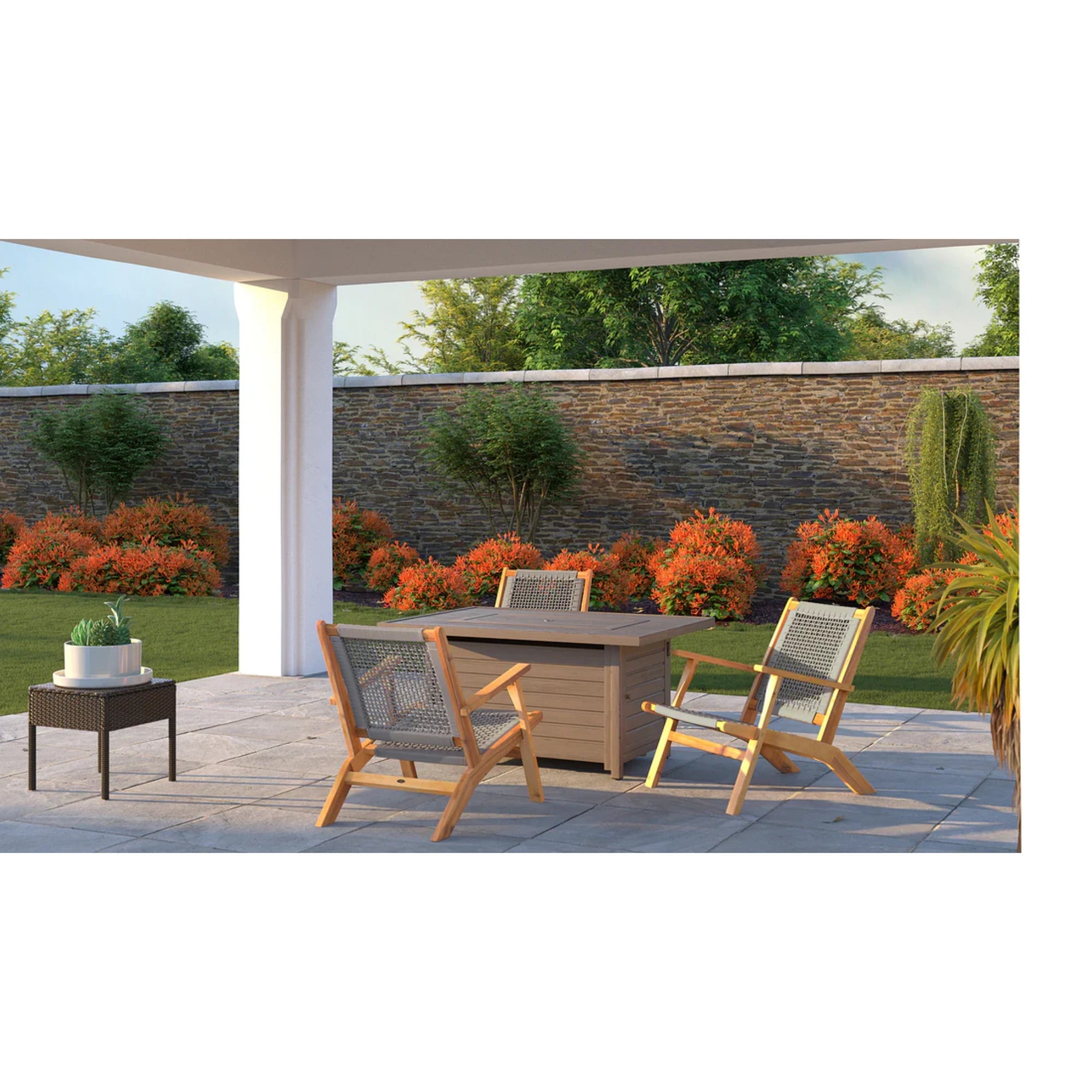 Well Traveled Living Vega Natural Stain Outdoor Chair in Gray Cording | Novaselectes