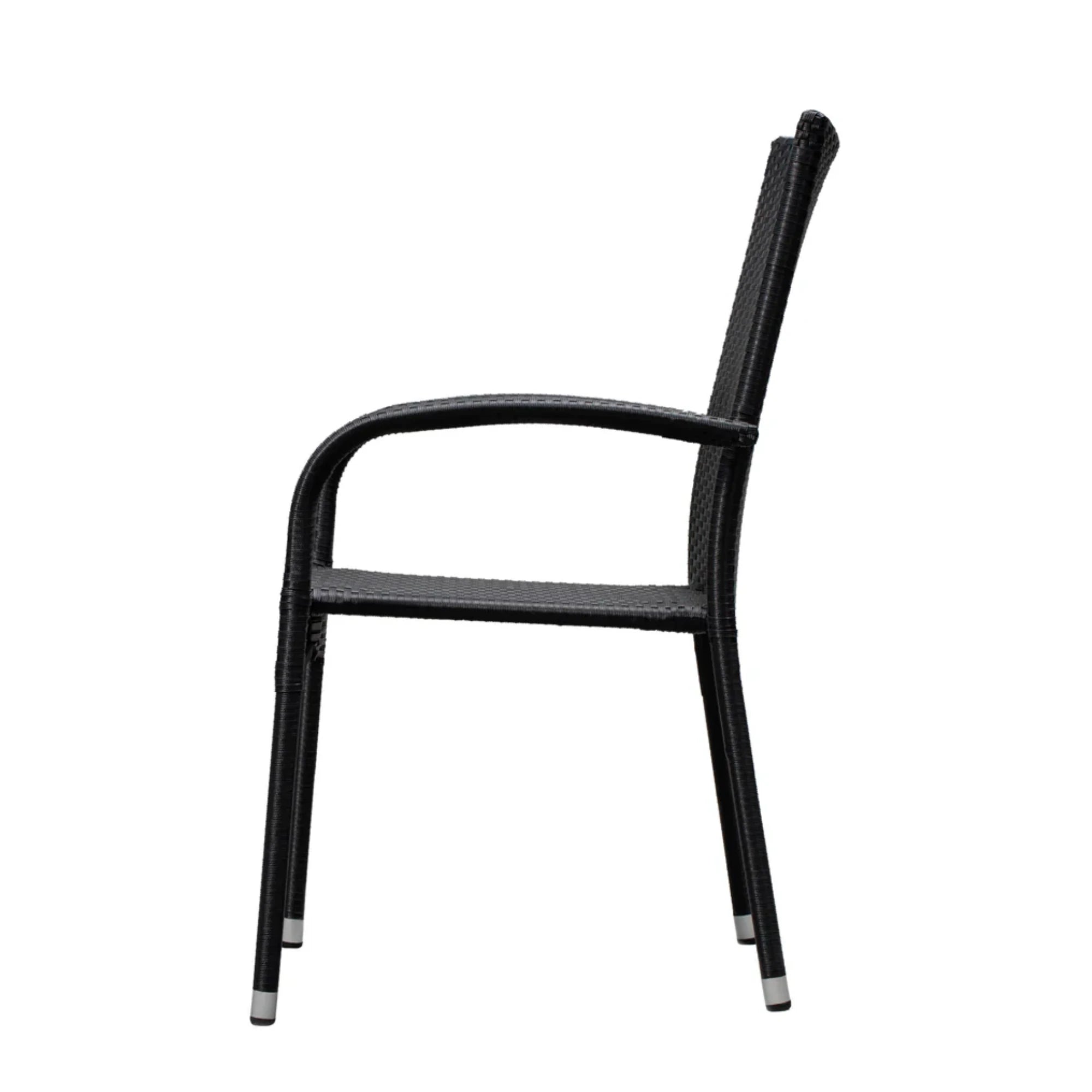 Well Traveled Living Set of 4 Black Morgan Outdoor Wicker Chairs | Novaselectes