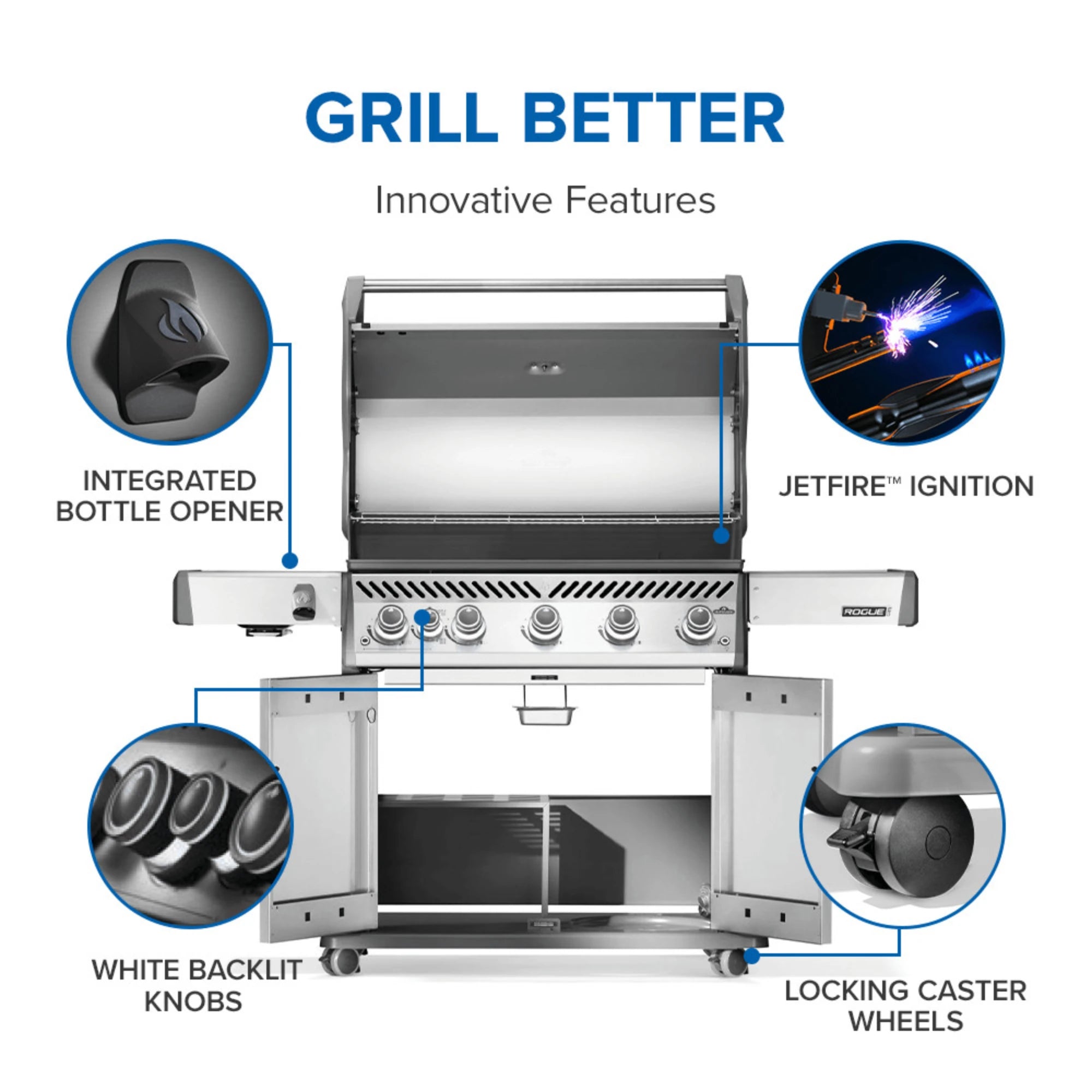 Napoleon Rogue PRO 625 SIB Freestanding Gas Grill w/ Infrared Side Burner | Novaselectes