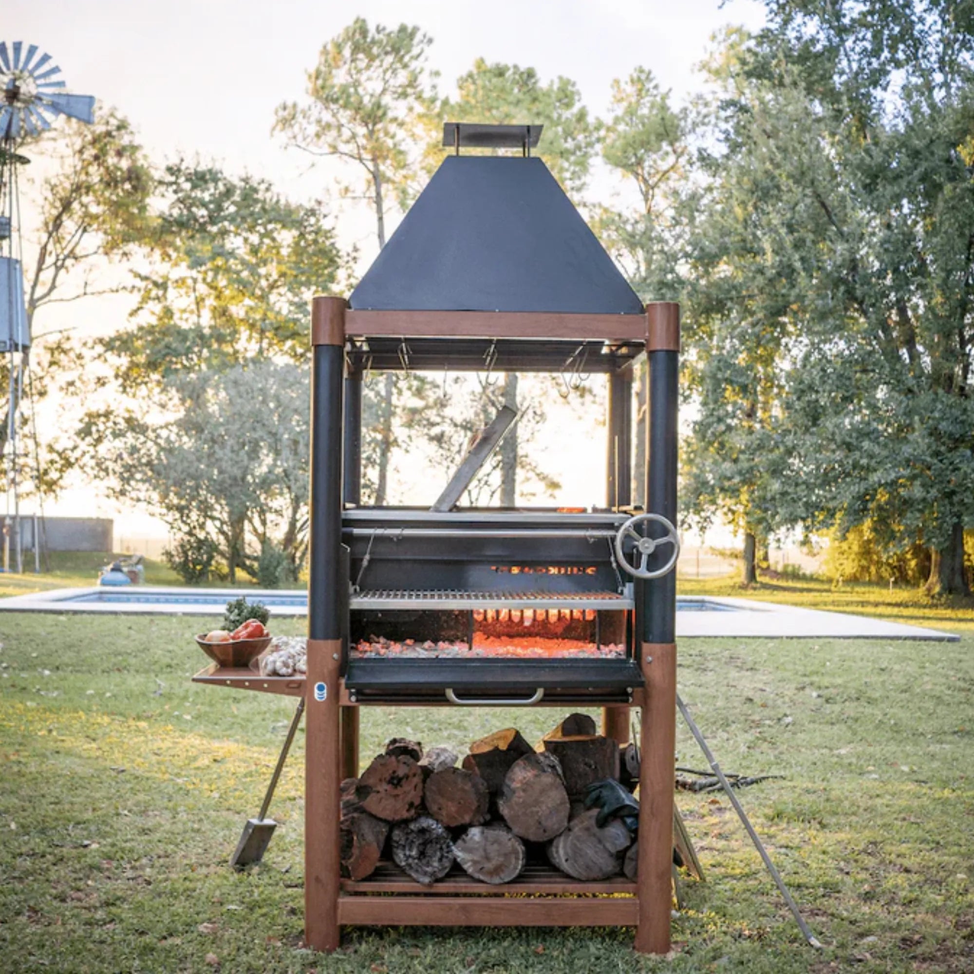 Tagwood BBQ02SI Premium Freestanding Santa Maria Argentine Grill - "The Beast" | Novaselectes