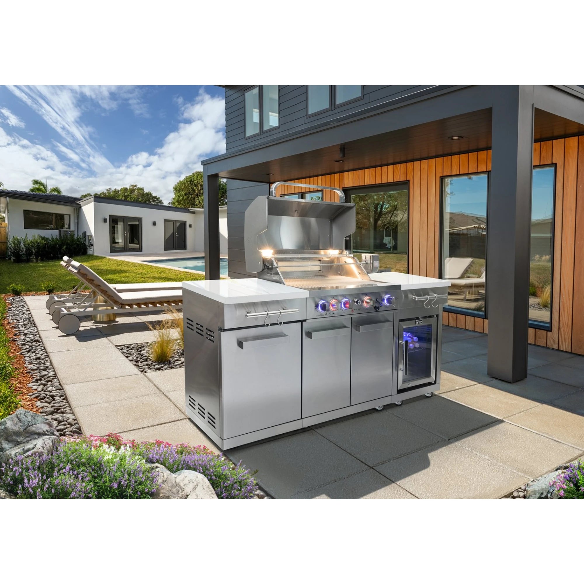Mont Alpi MA-957RSFC 6 Ft Propane Outdoor Kitchen Island w/ Refrigerator | Novaselectes