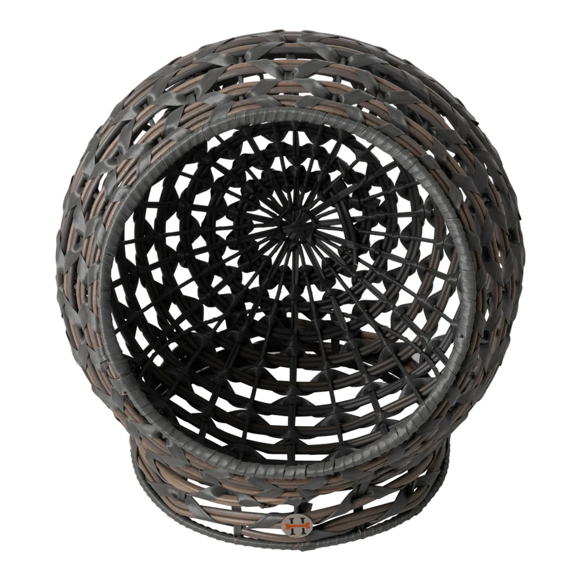 Huntley Pet Hemisphere Rattan Pet Bed, Grey | Novaselectes