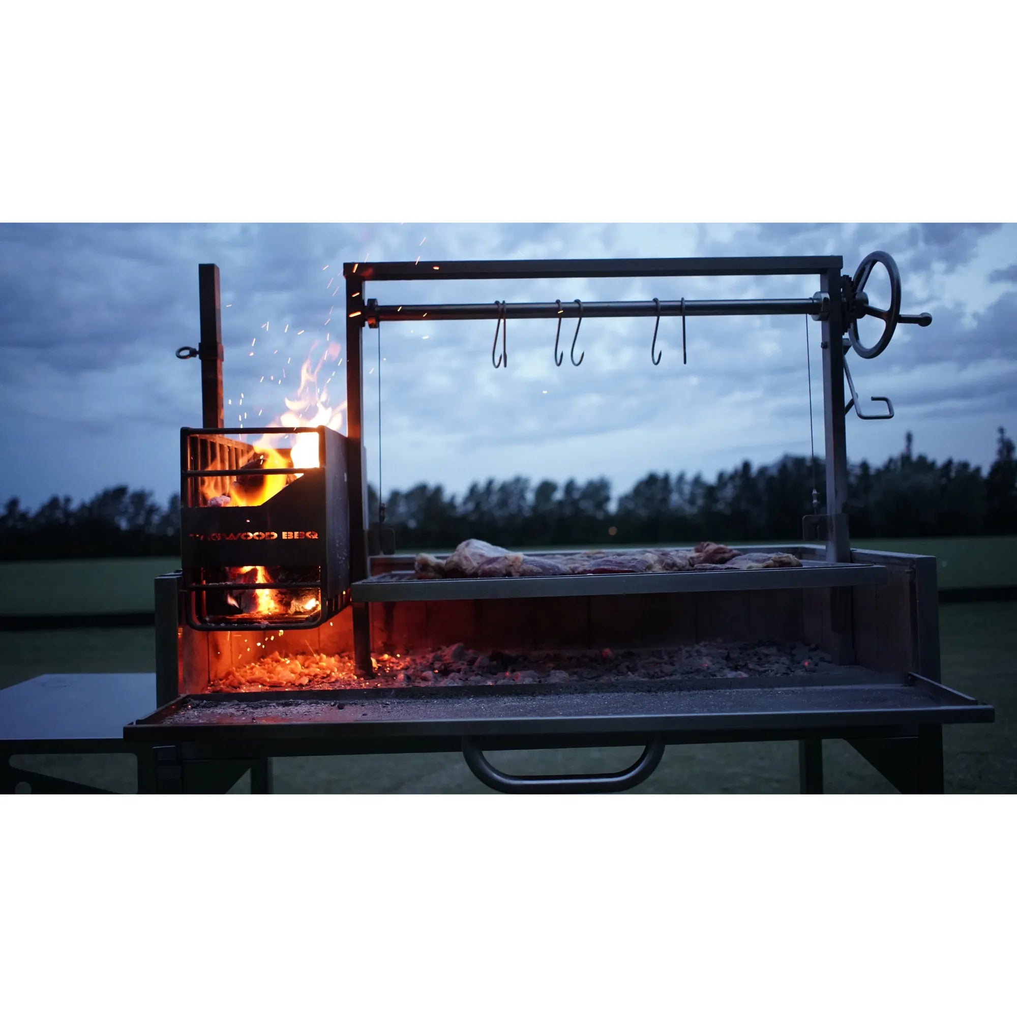 Tagwood BBQ03SS Freestanding Santa Maria Argentine Grill With 6" Casters | Novaselectes