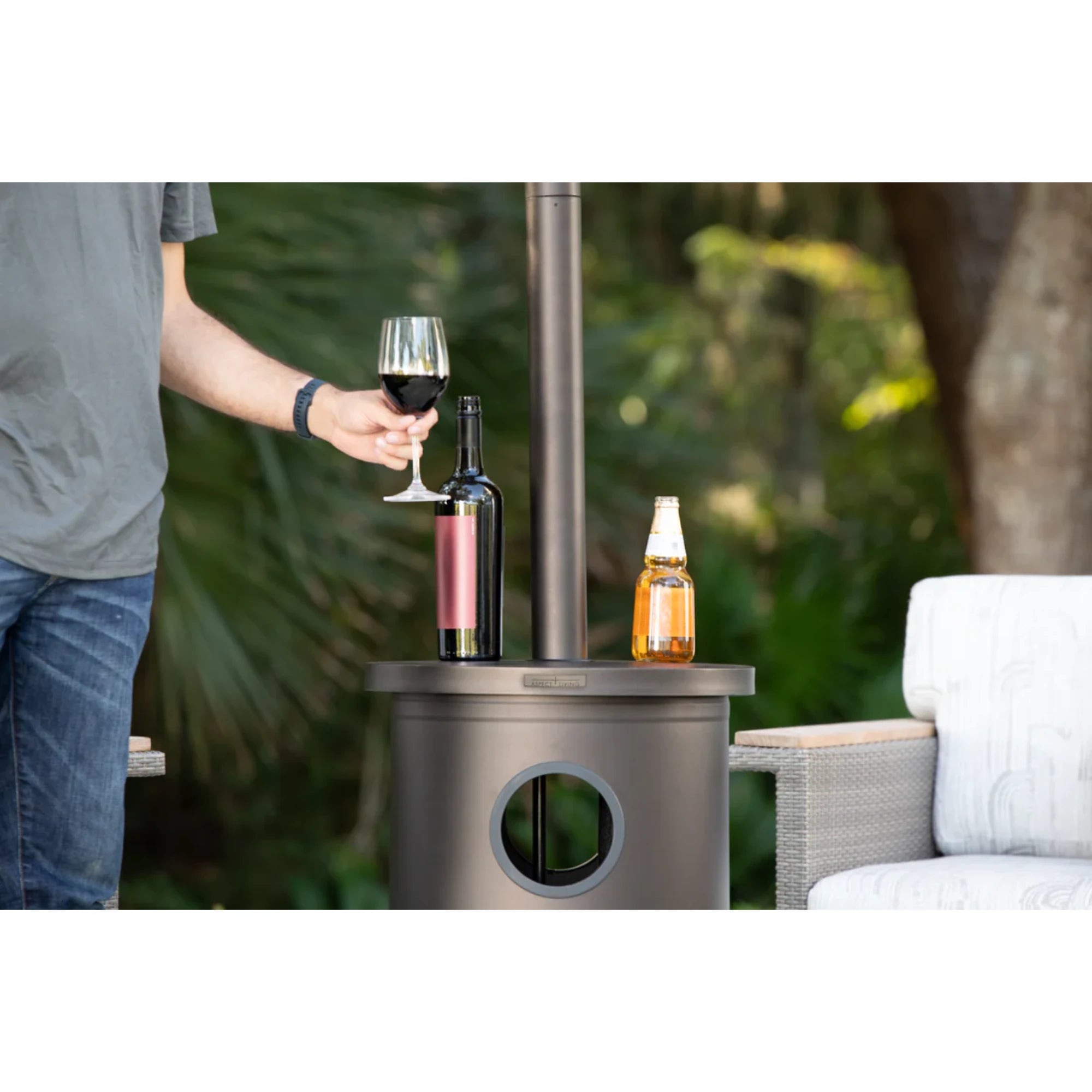 Well Traveled Living Mocha Finish Patio Heater w/ Table | Novaselectes
