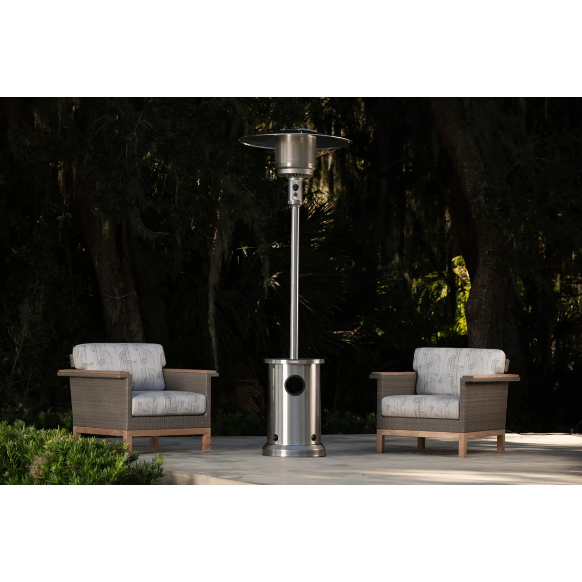 Well Traveled Living Stainless Steel Patio Heater w/ Table | Novaselectes