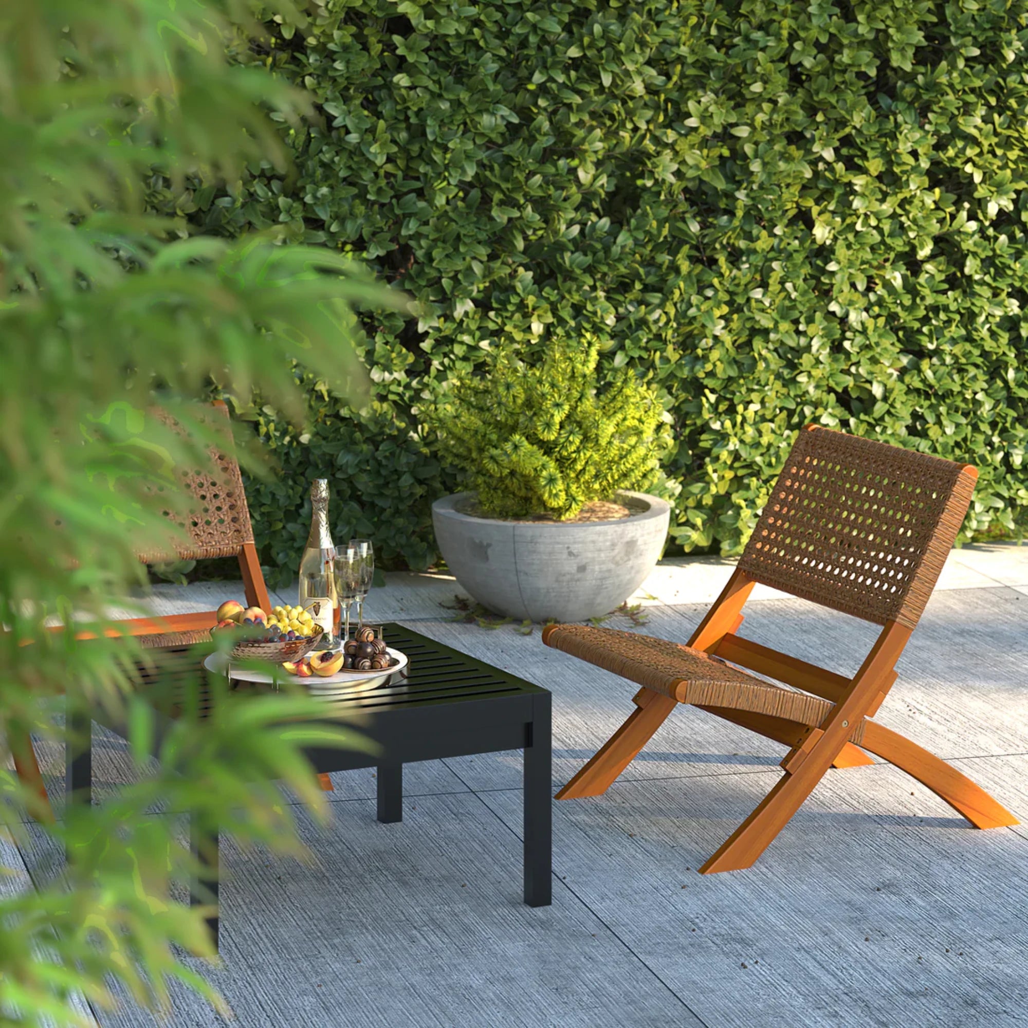 Well Traveled Living Sava Folding Chair in Tan Wicker | Novaselectes