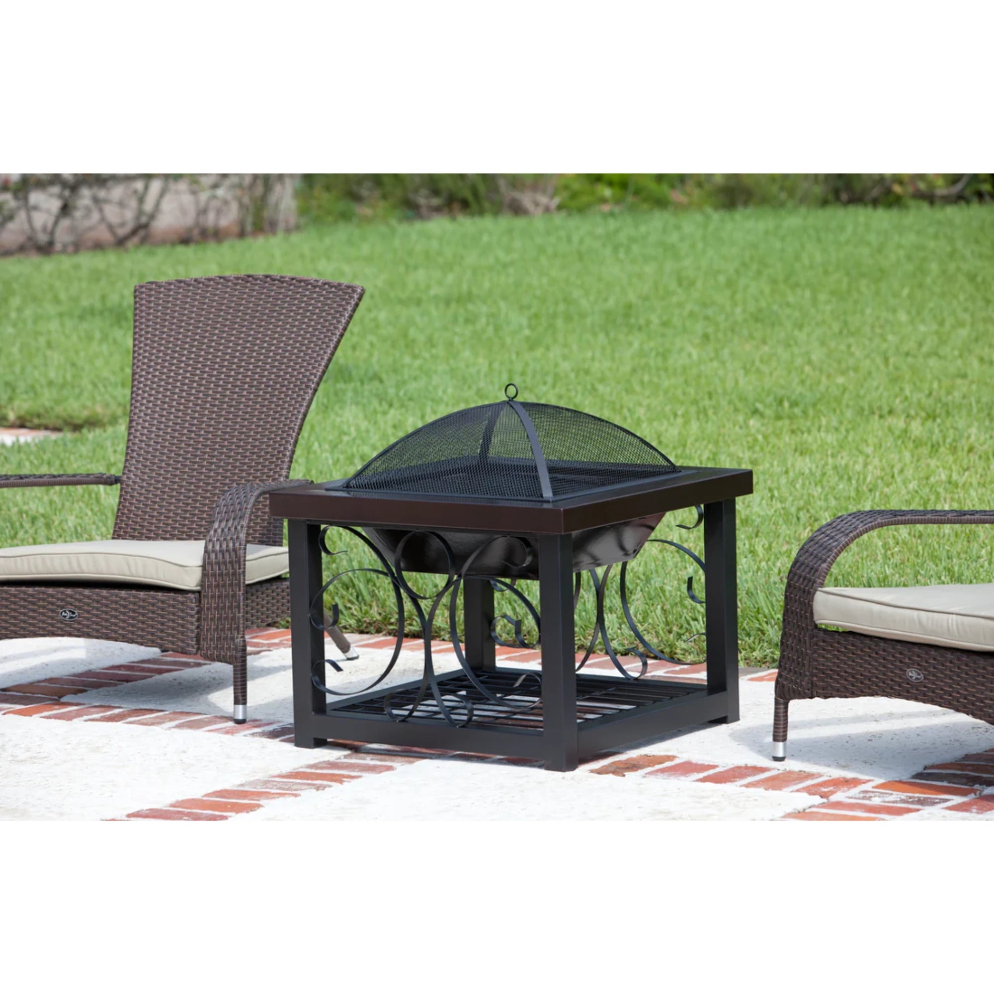Well Traveled Living Hammer Tone Bronze Finish Cocktail Table Fire Pit | Novaselectes