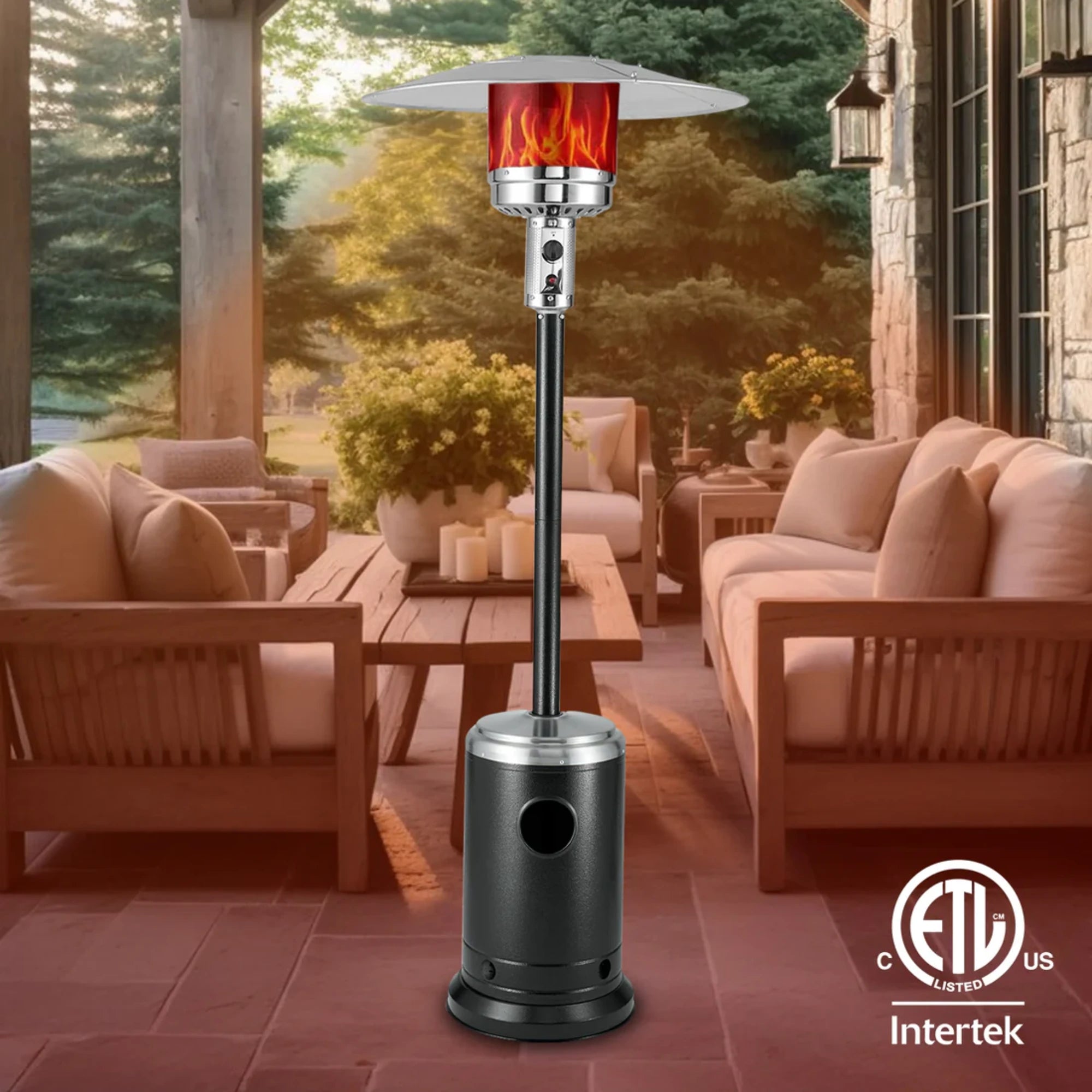 Well Traveled Living Onyx & Stainless Steel Finish Patio Heater | Novaselectes