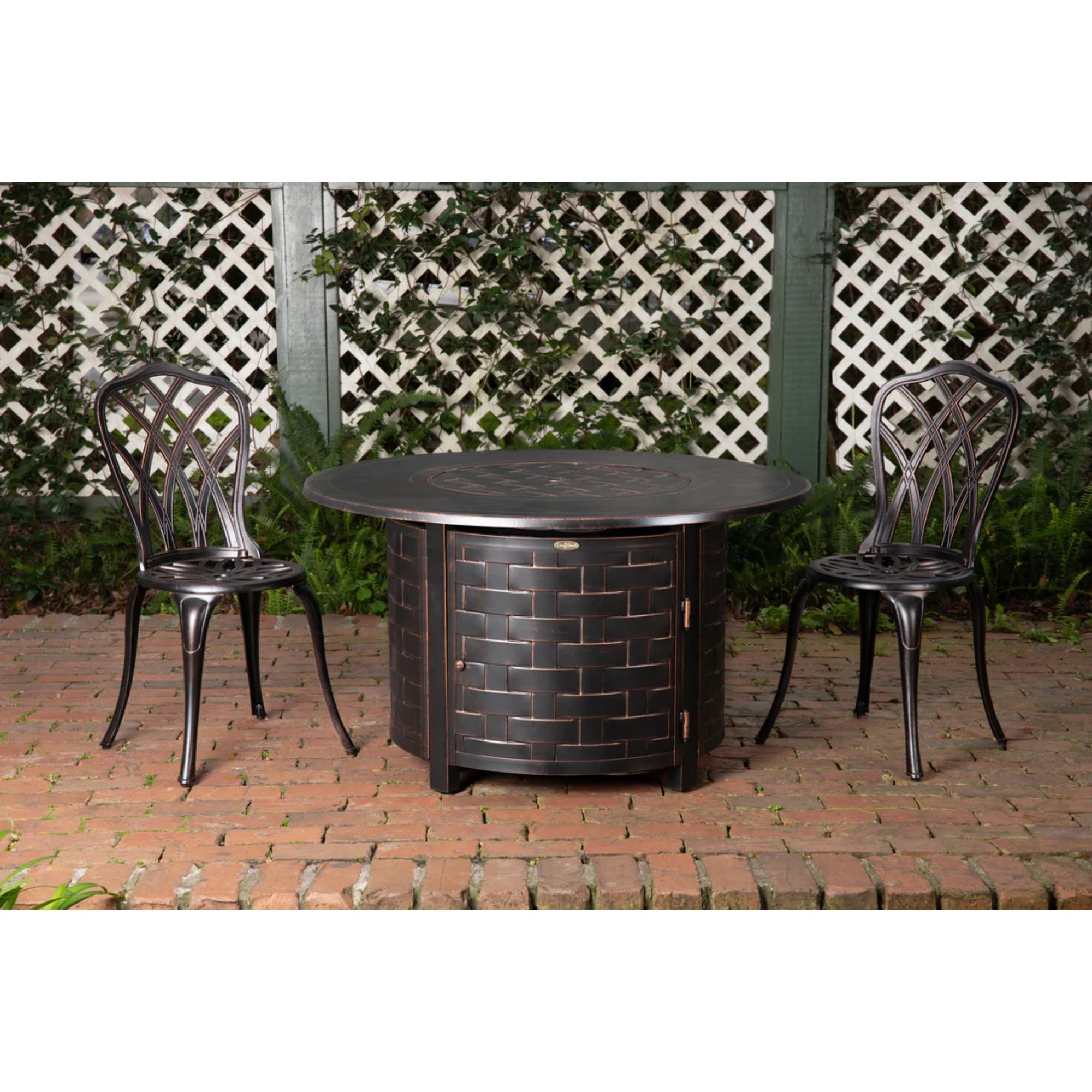 Well Traveled Living Perissa Woven Round Aluminum Propane Fire Pit | Novaselectes