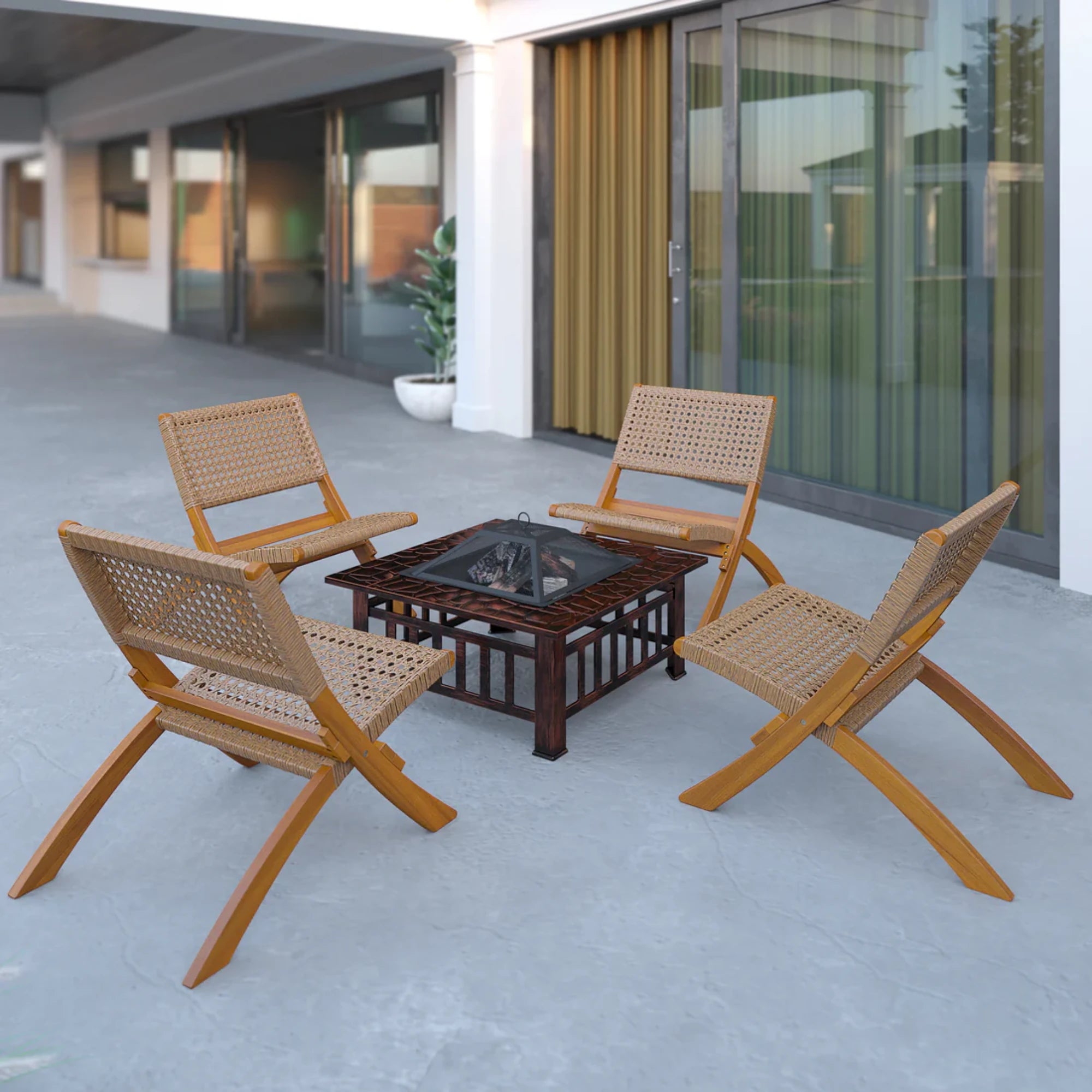 Well Traveled Living Sava Folding Chair in Tan Wicker | Novaselectes