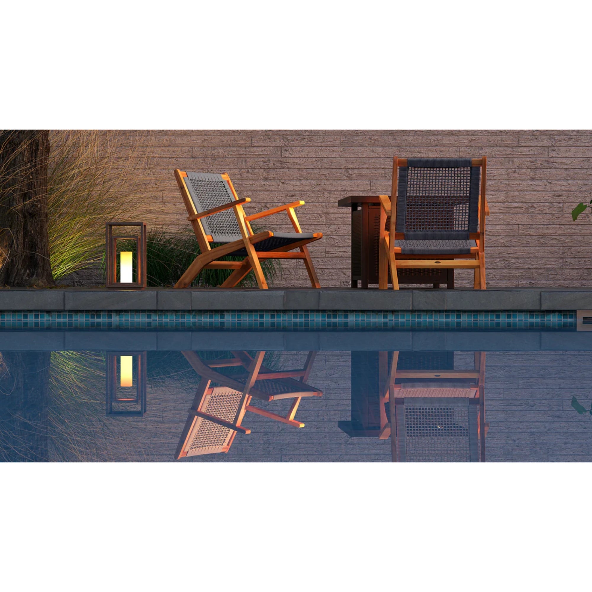 Well Traveled Living Vega Natural Stain Outdoor Chair in Gray Cording | Novaselectes