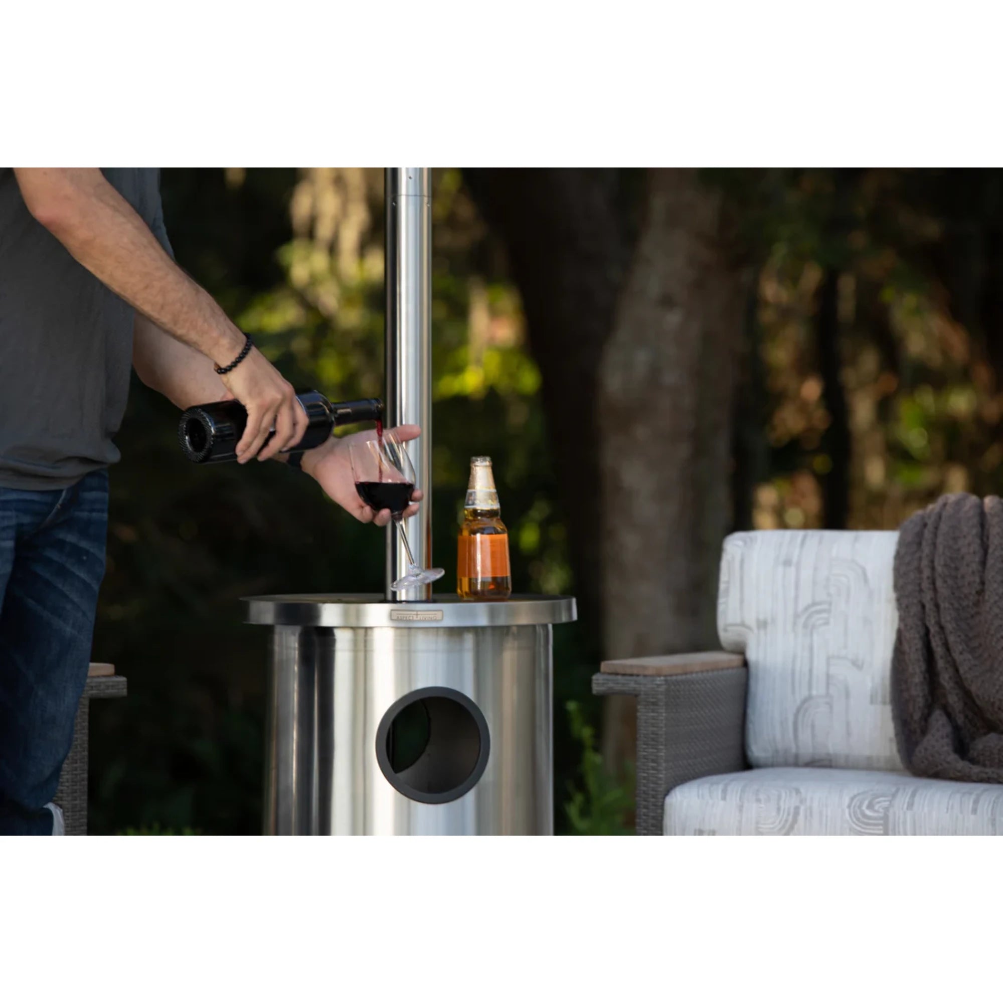 Well Traveled Living Stainless Steel Patio Heater w/ Table | Novaselectes