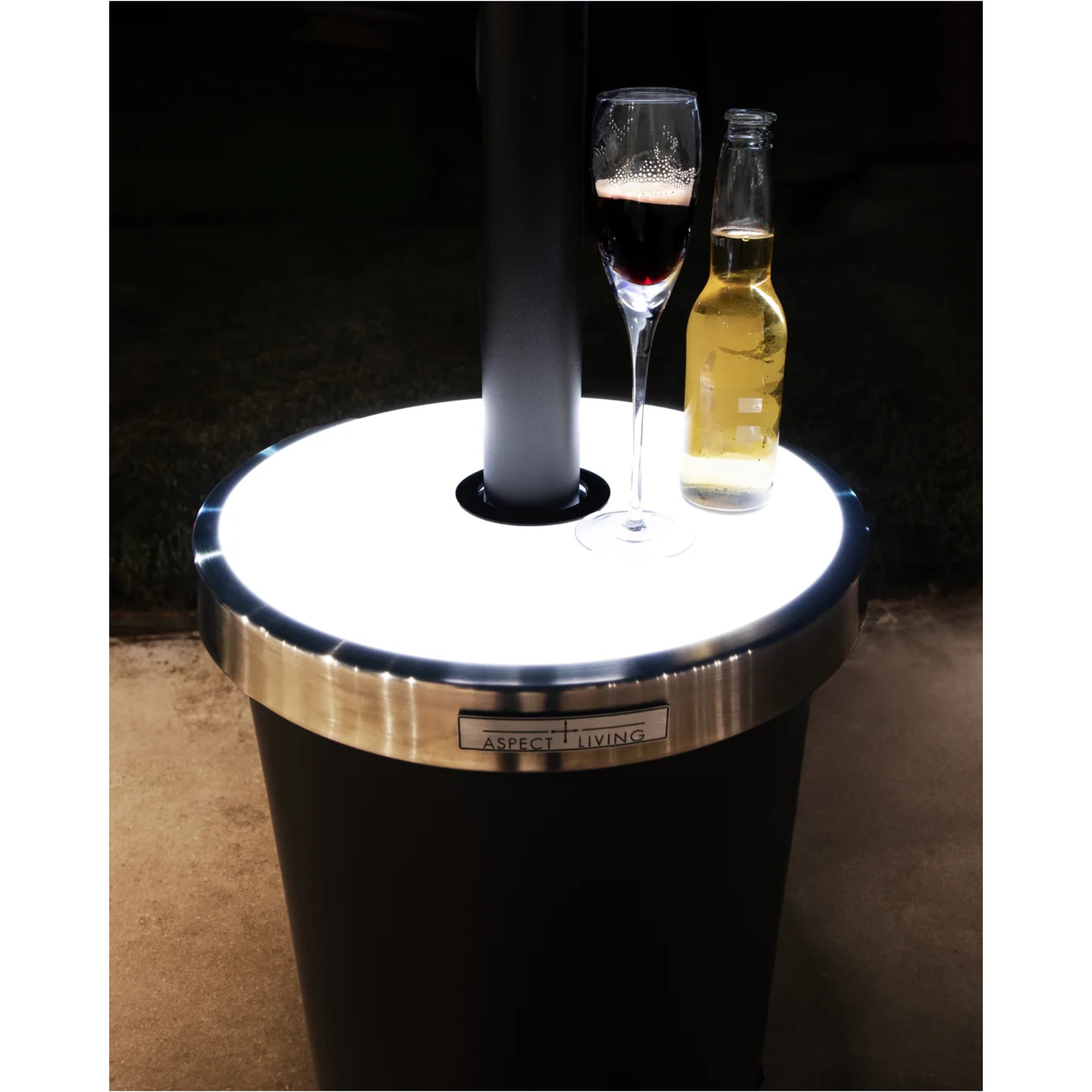 Well Traveled Living Mocha Finish Patio Heater w/ Led Table | Novaselectes