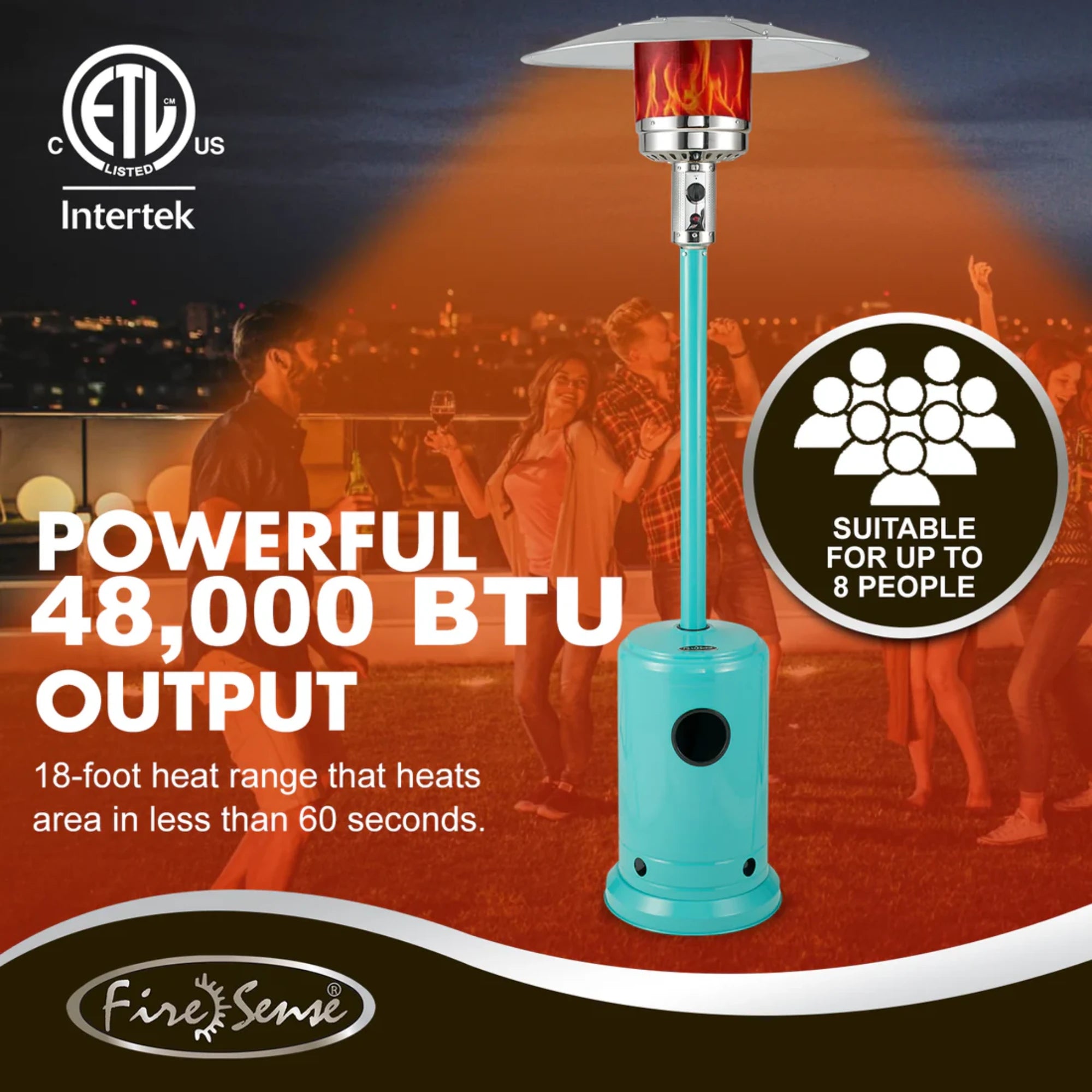 Well Traveled Living Aqua Blue Powder Coated Propane Patio Heater | Novaselectes