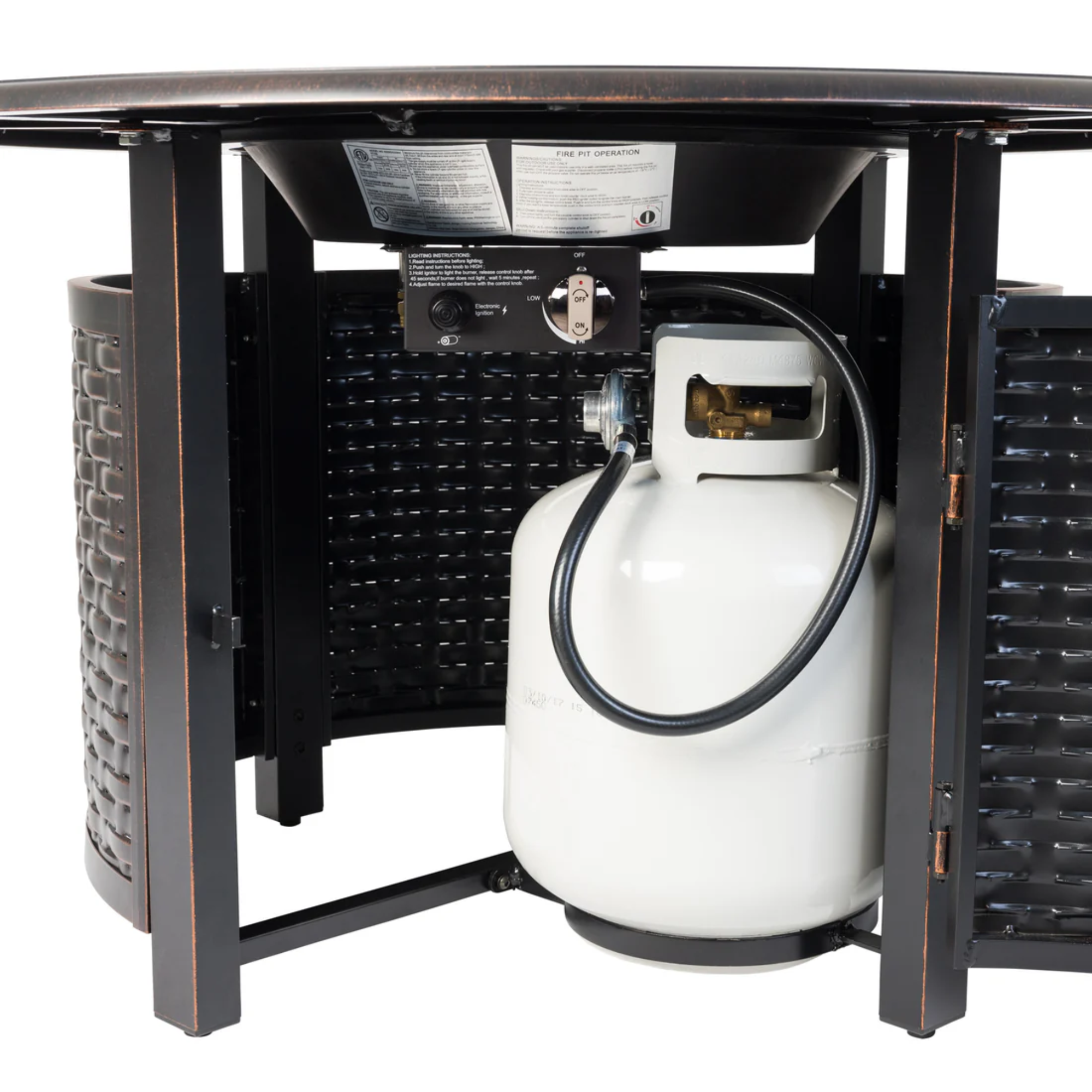 Well Traveled Living Florence Woven Aluminum Propane Fire Pit | Novaselectes