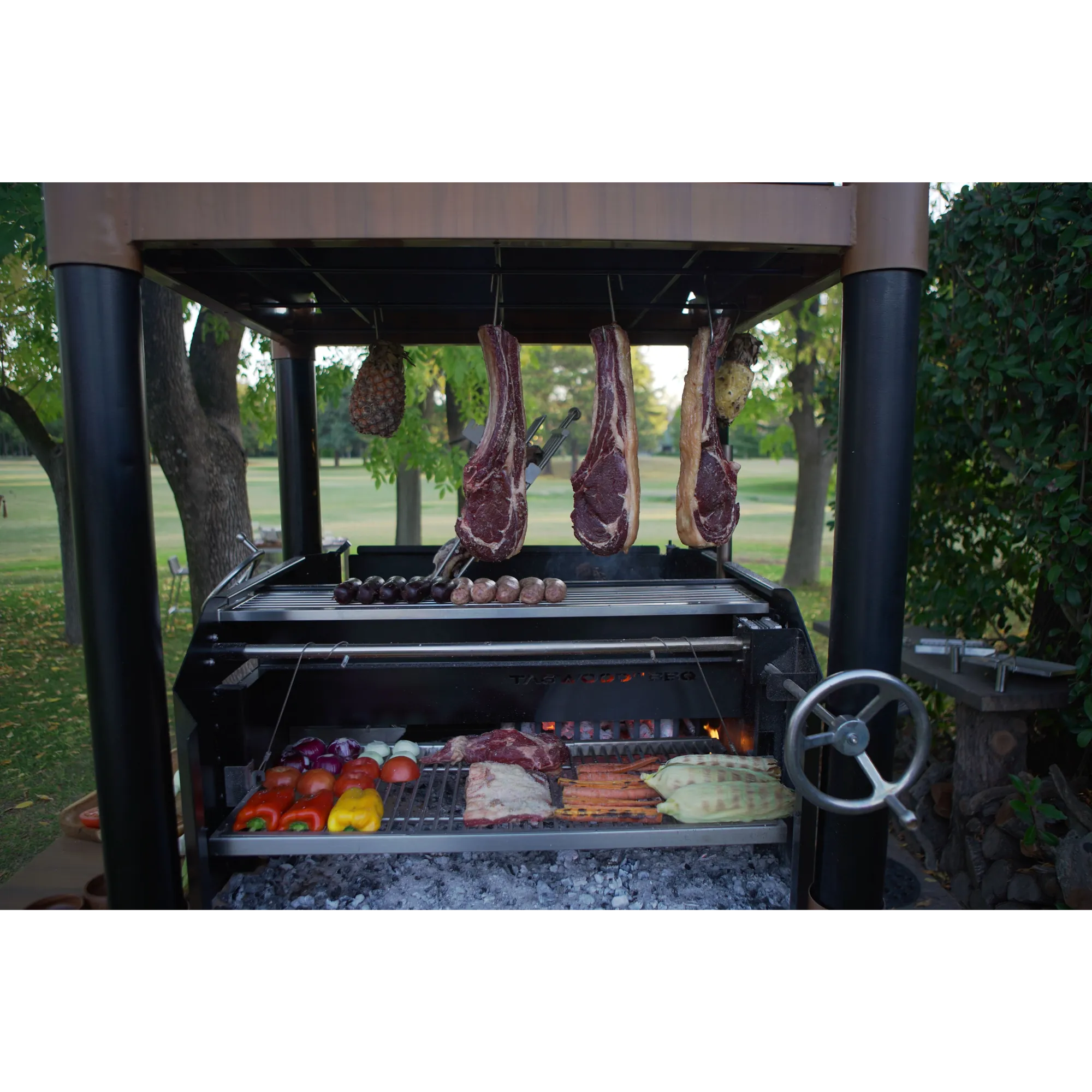 Tagwood BBQ02SI Premium Freestanding Santa Maria Argentine Grill - "The Beast" | Novaselectes