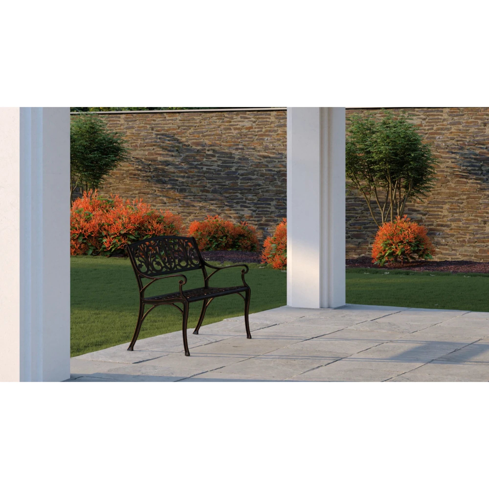 Well Traveled Living Decatur Aluminum Patio Bench in Antique Bronze | Novaselectes