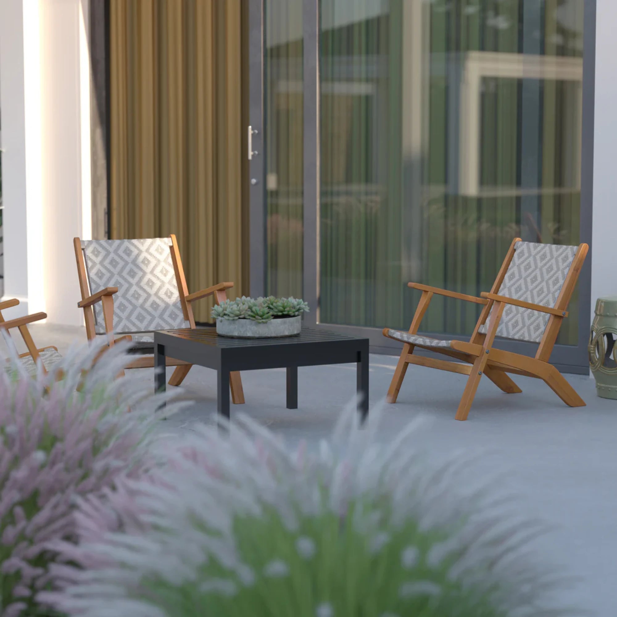 Well Traveled Living Vega Natural Stain Outdoor Chair in Diamond-Weave Wicker | Novaselectes