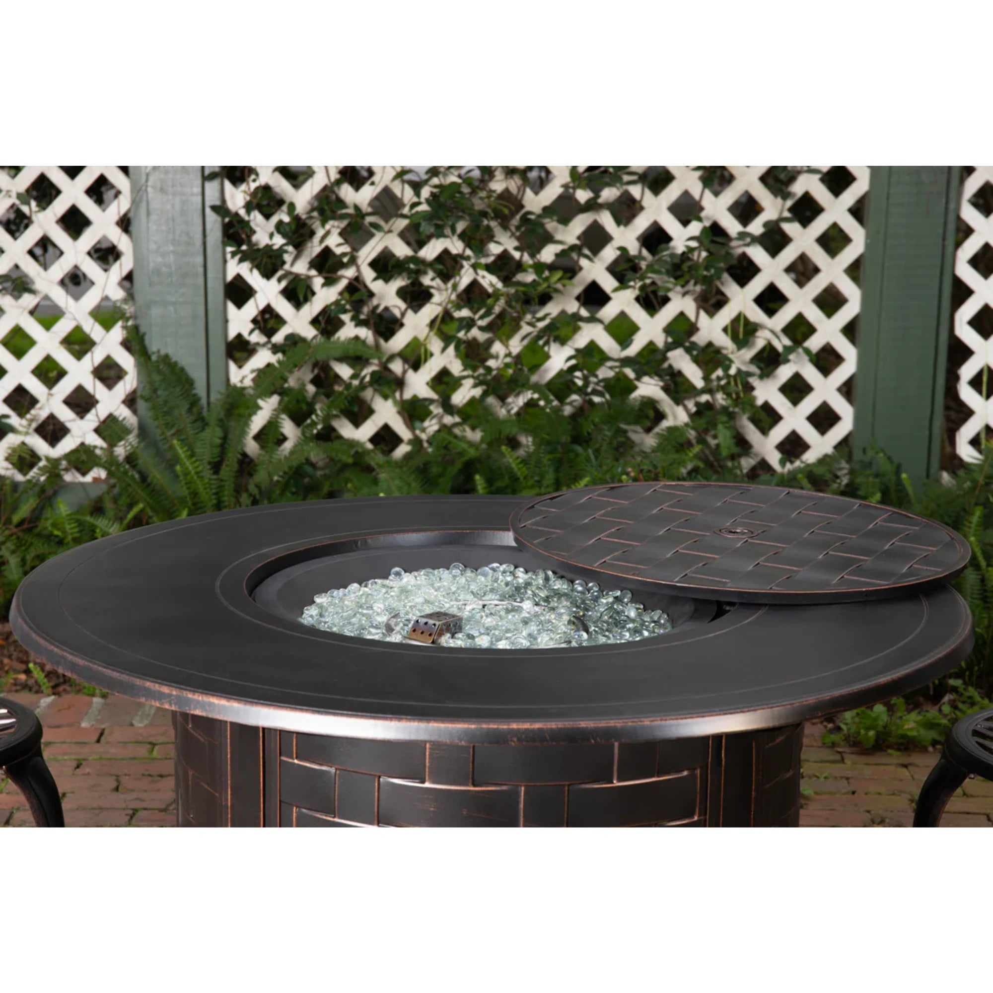 Well Traveled Living Perissa Woven Round Aluminum Propane Fire Pit | Novaselectes