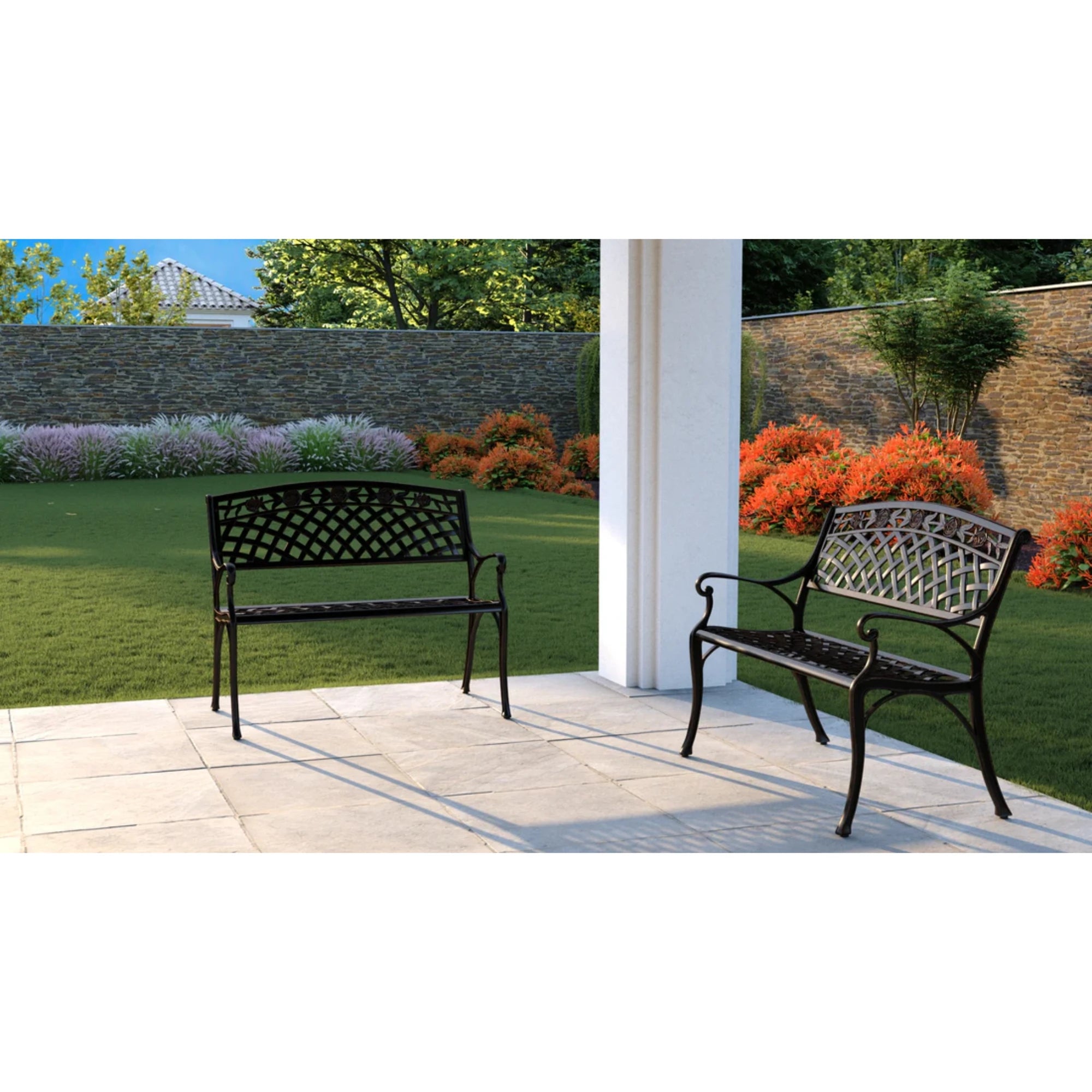 Well Traveled Living Scarlet Aluminum Patio Bench in Antique Bronze | Novaselectes