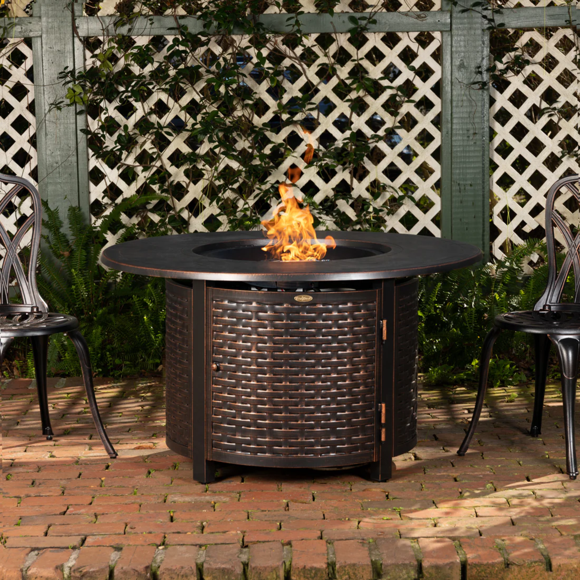 Well Traveled Living Florence Woven Aluminum Propane Fire Pit | Novaselectes