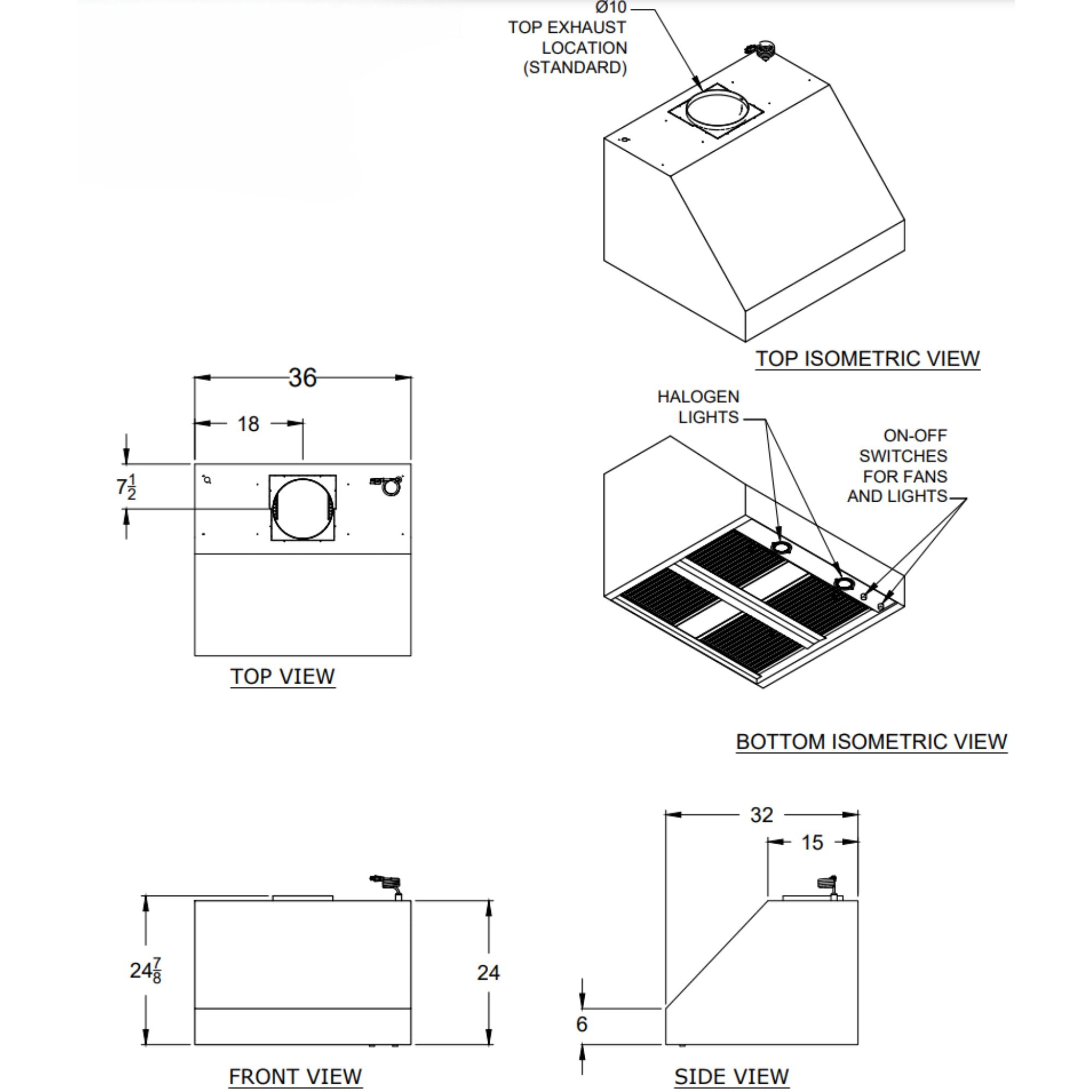 Bull 66009 36-Inch Stainless Steel Outdoor Vent Hood - 1250 CFM | Buy at Novaselectes