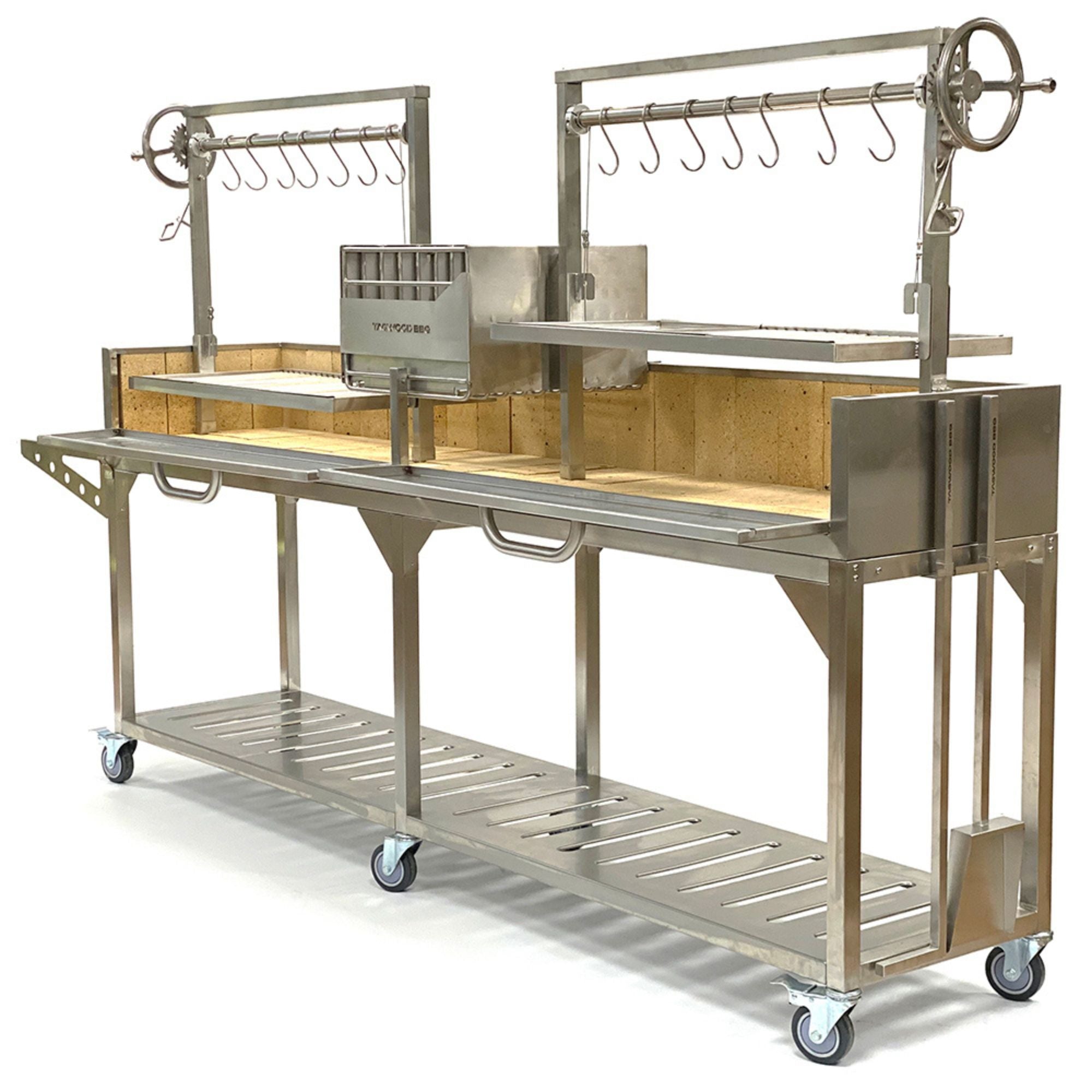 Tagwood BBQ04SS BBQ Double Argentine Santa Maria Freestanding Charcoal Grill | Novaselectes