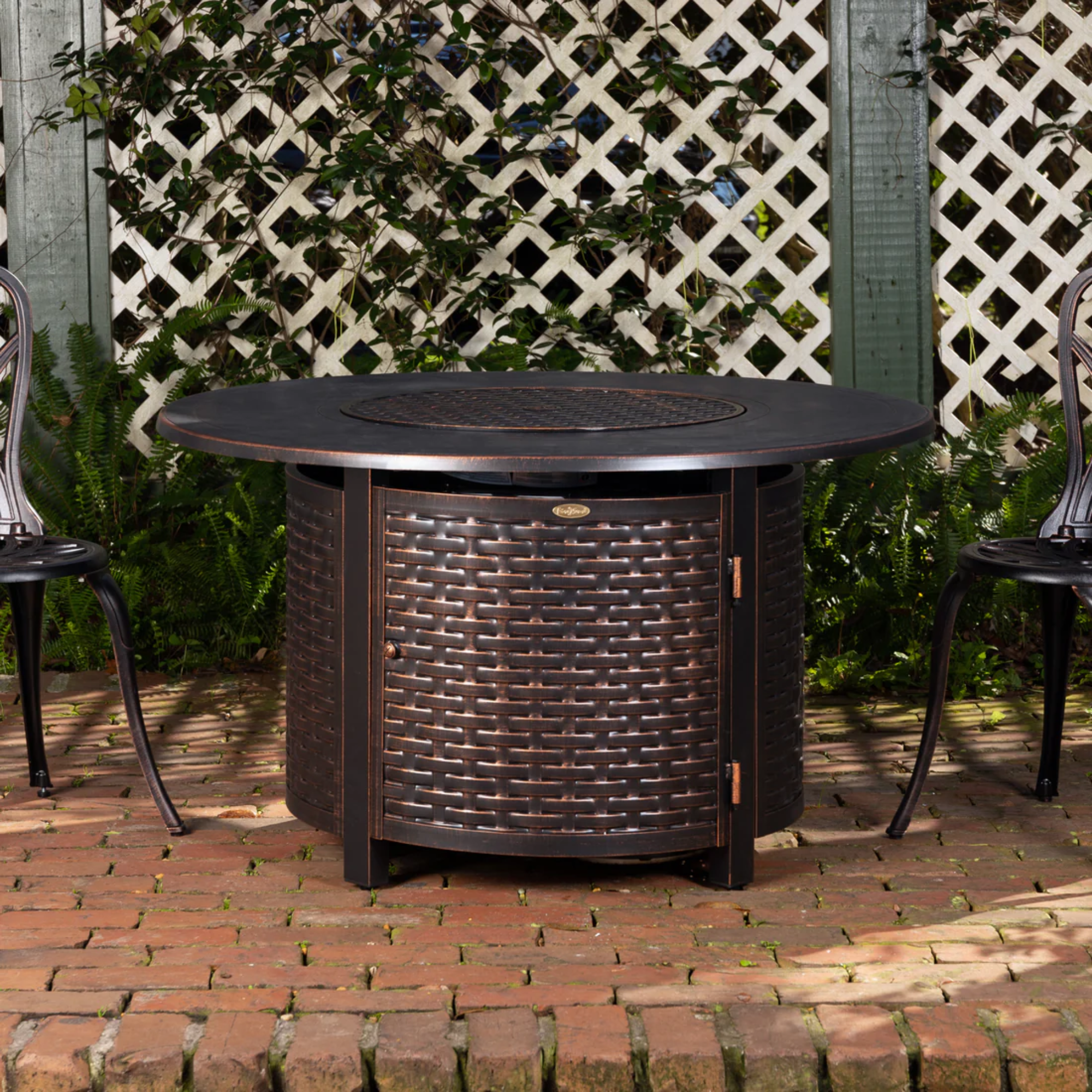 Well Traveled Living Florence Woven Aluminum Propane Fire Pit | Novaselectes