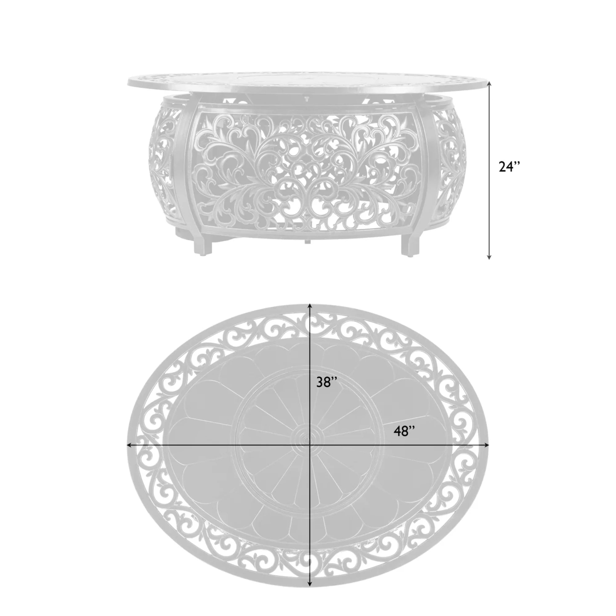Well Traveled Living Toulon Oval Aluminum Propane Fire Pit | Novaselectes