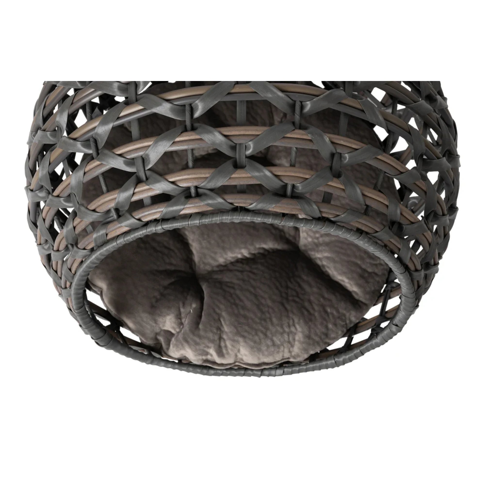 Huntley Pet Hemisphere Rattan Pet Bed, Grey | Novaselectes