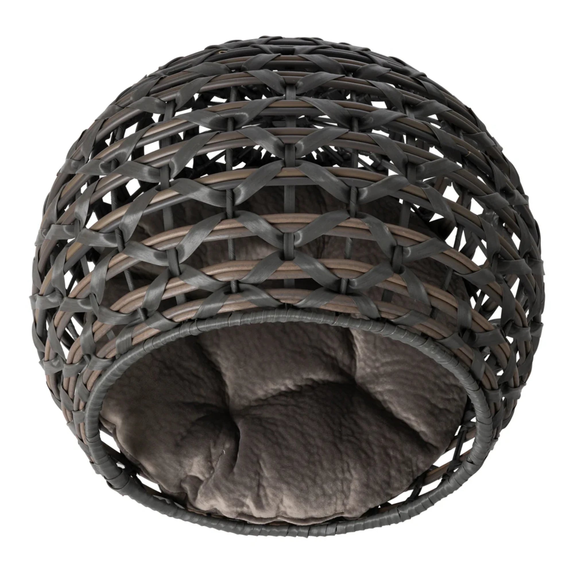 Huntley Pet Hemisphere Rattan Pet Bed, Grey | Novaselectes