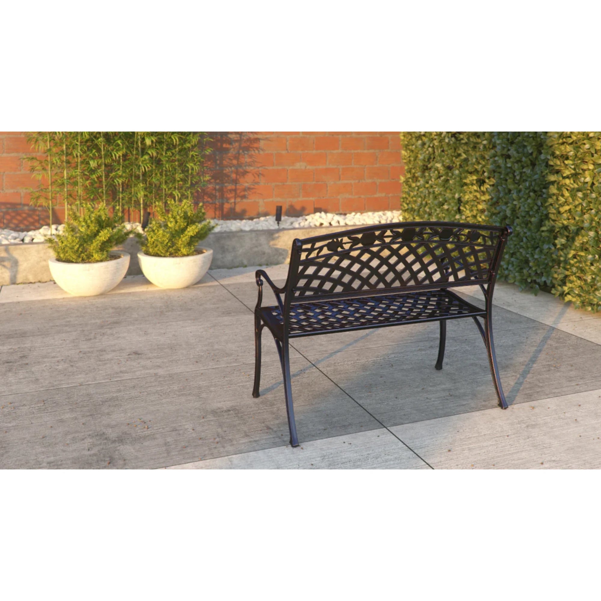 Well Traveled Living Scarlet Aluminum Patio Bench in Antique Bronze | Novaselectes