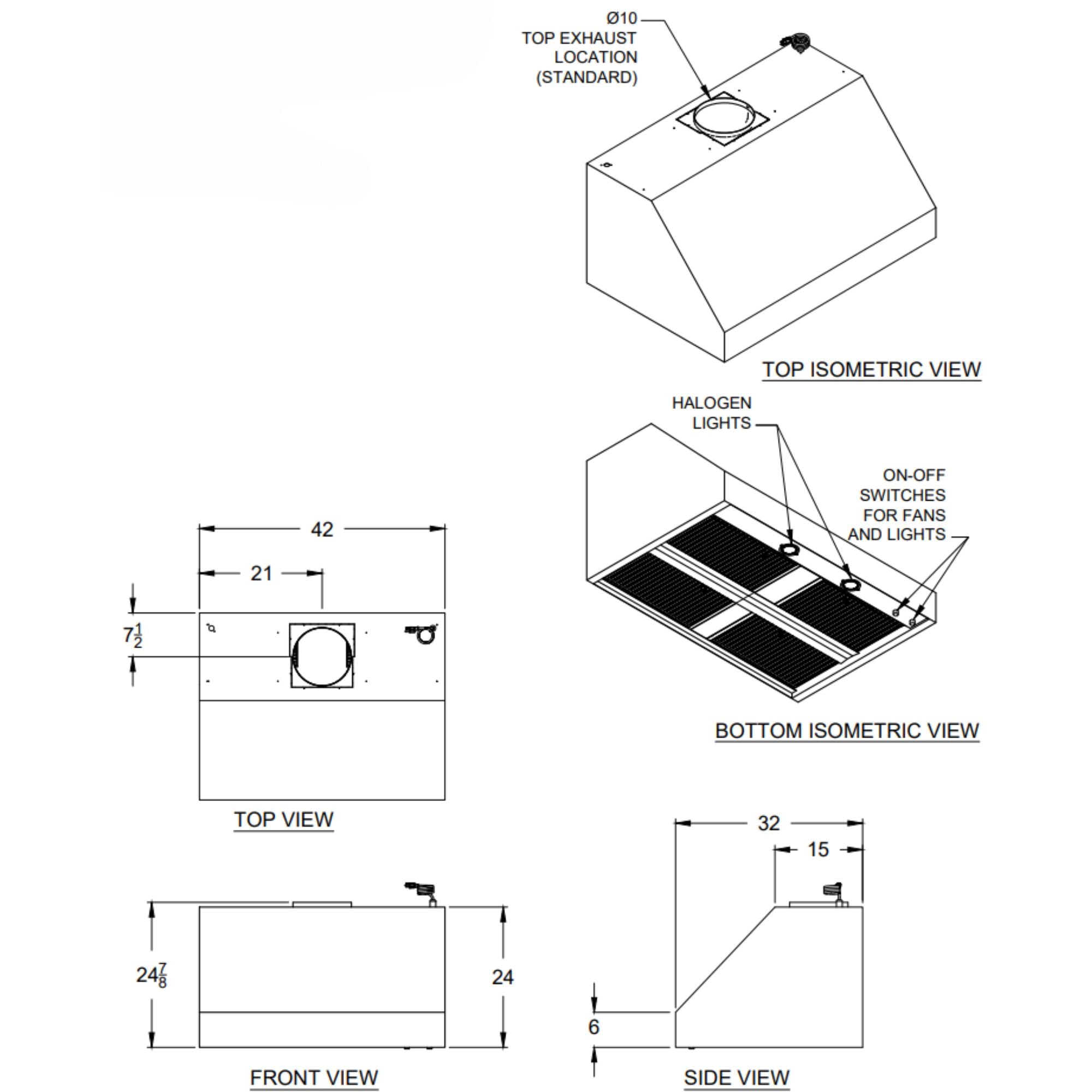 Bull 66098 42-Inch Stainless Steel Outdoor Vent Hood - 1200 CFM | Buy at Novaselectes